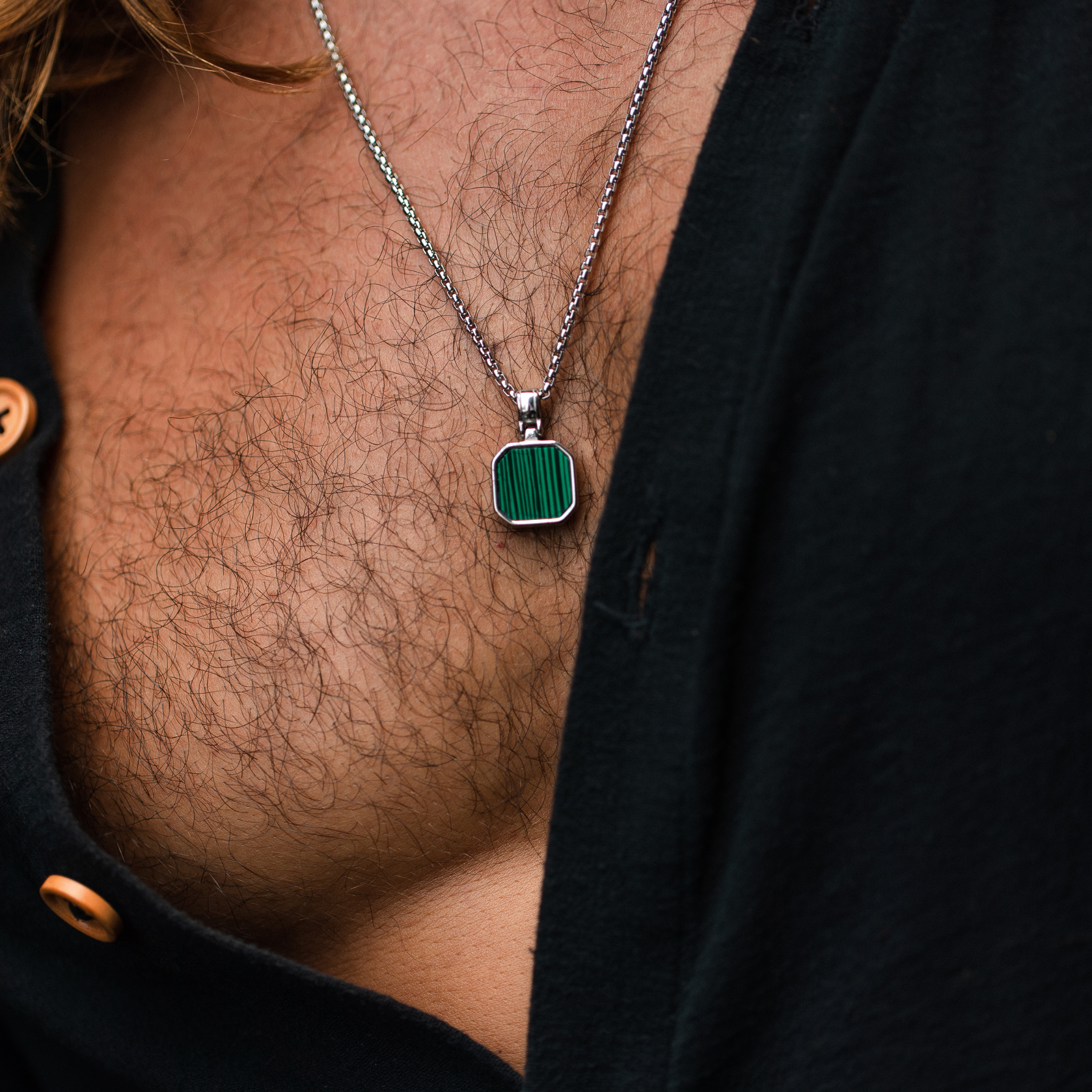 Stainless steel and Natural Turquoise Crystal Necklace