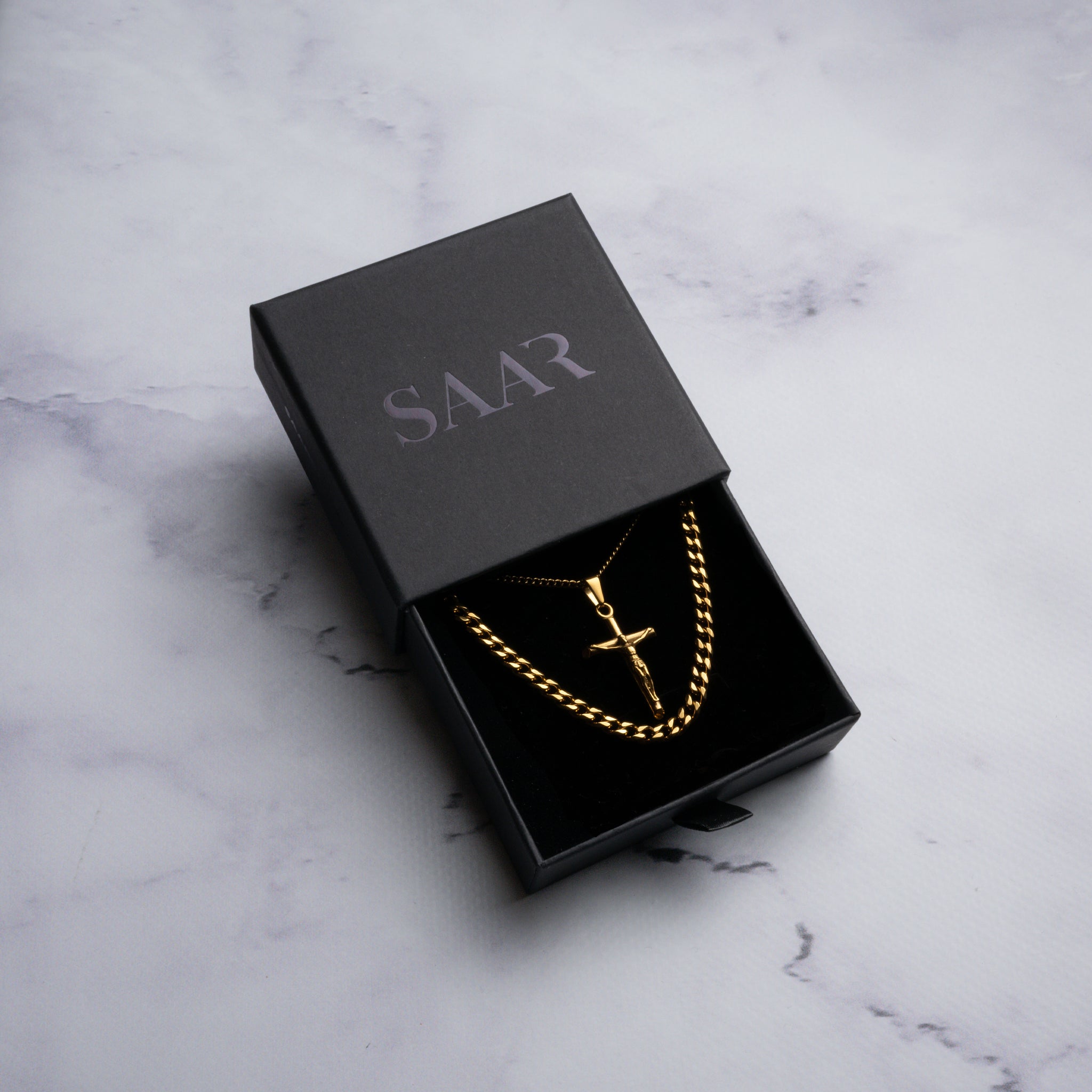 Crucifix Pendant Chain and Cuban Chain 18K Gold Coated
