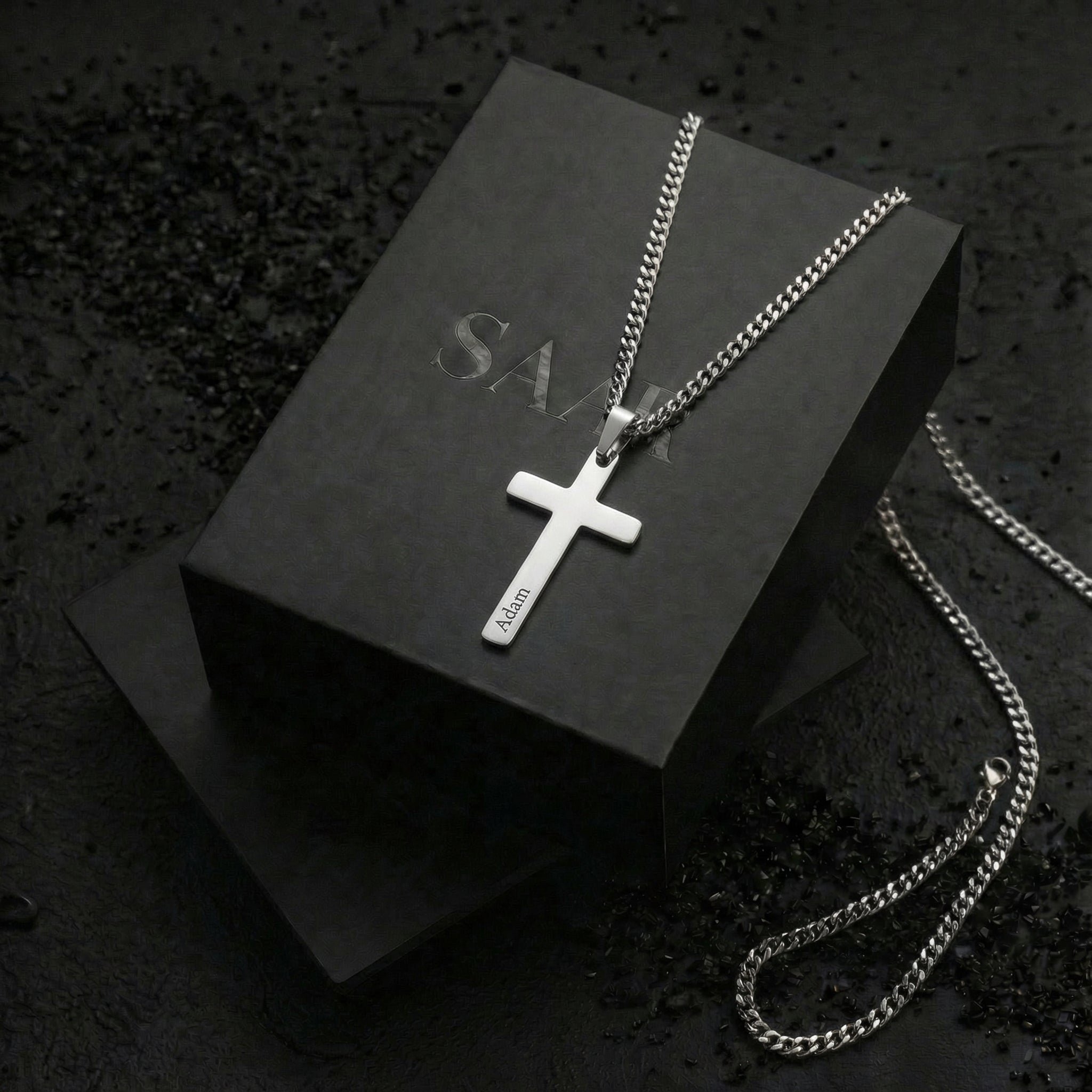 Arthur Stainless Steel Cross Engraved Necklace For Men