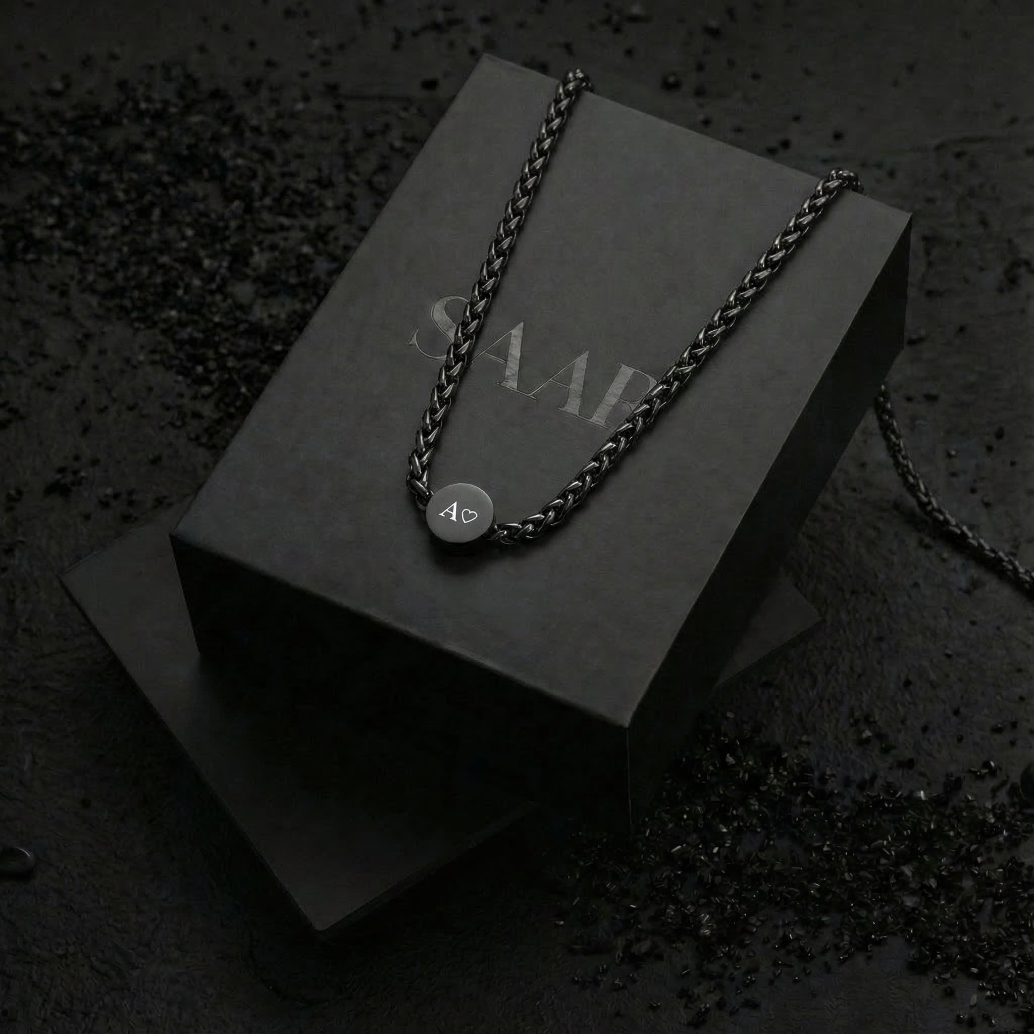Stainless Steel engraved bead on wheat link chain