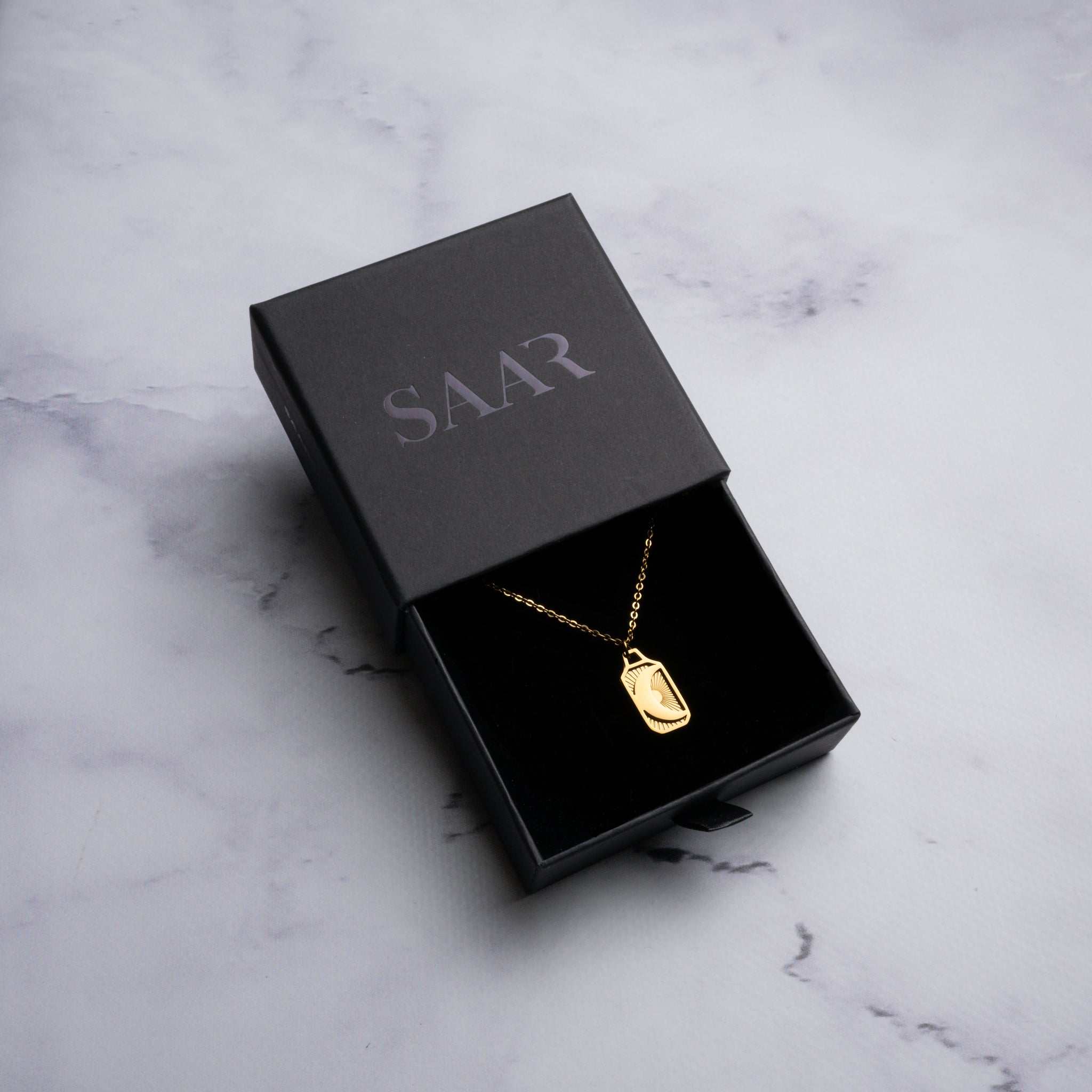 18K Gold Coated Moon Pendant Chain for Men