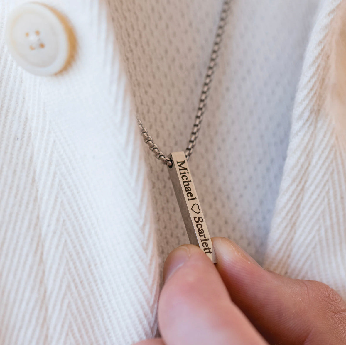 Stainless Steel Box Chain and engraving plate engraved