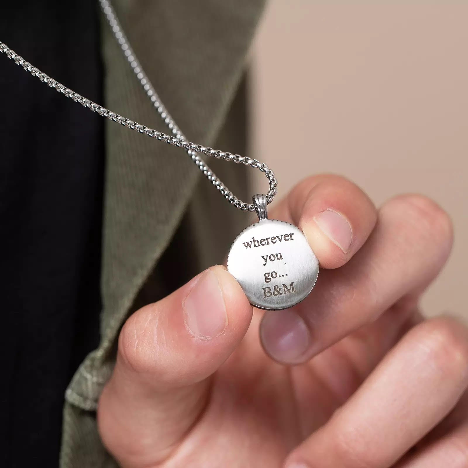 Stainless Steel Engraved Pendant and chain