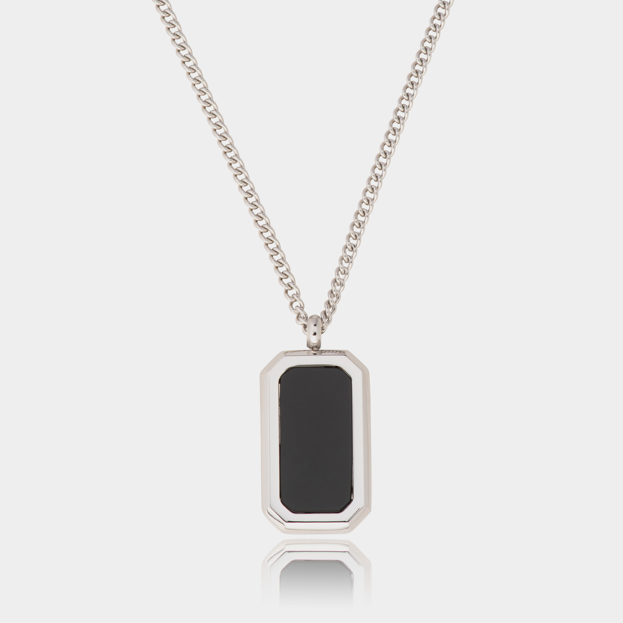 Stainless Steel and Natural Agate Crystal Pendant with Stainless Steel Necklace Chain