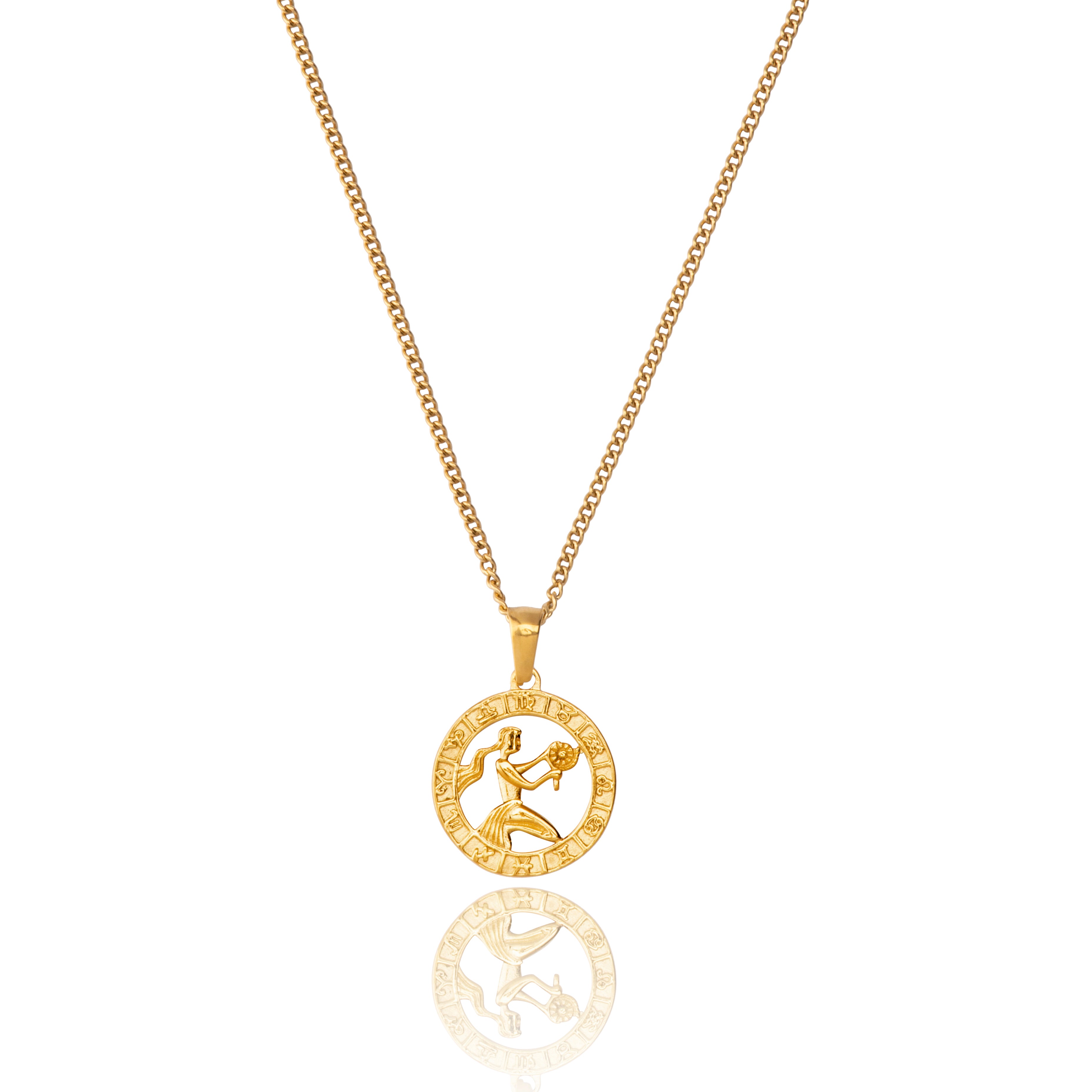 18 K Gold Plated Virgo Zodiac Pendant and Chain