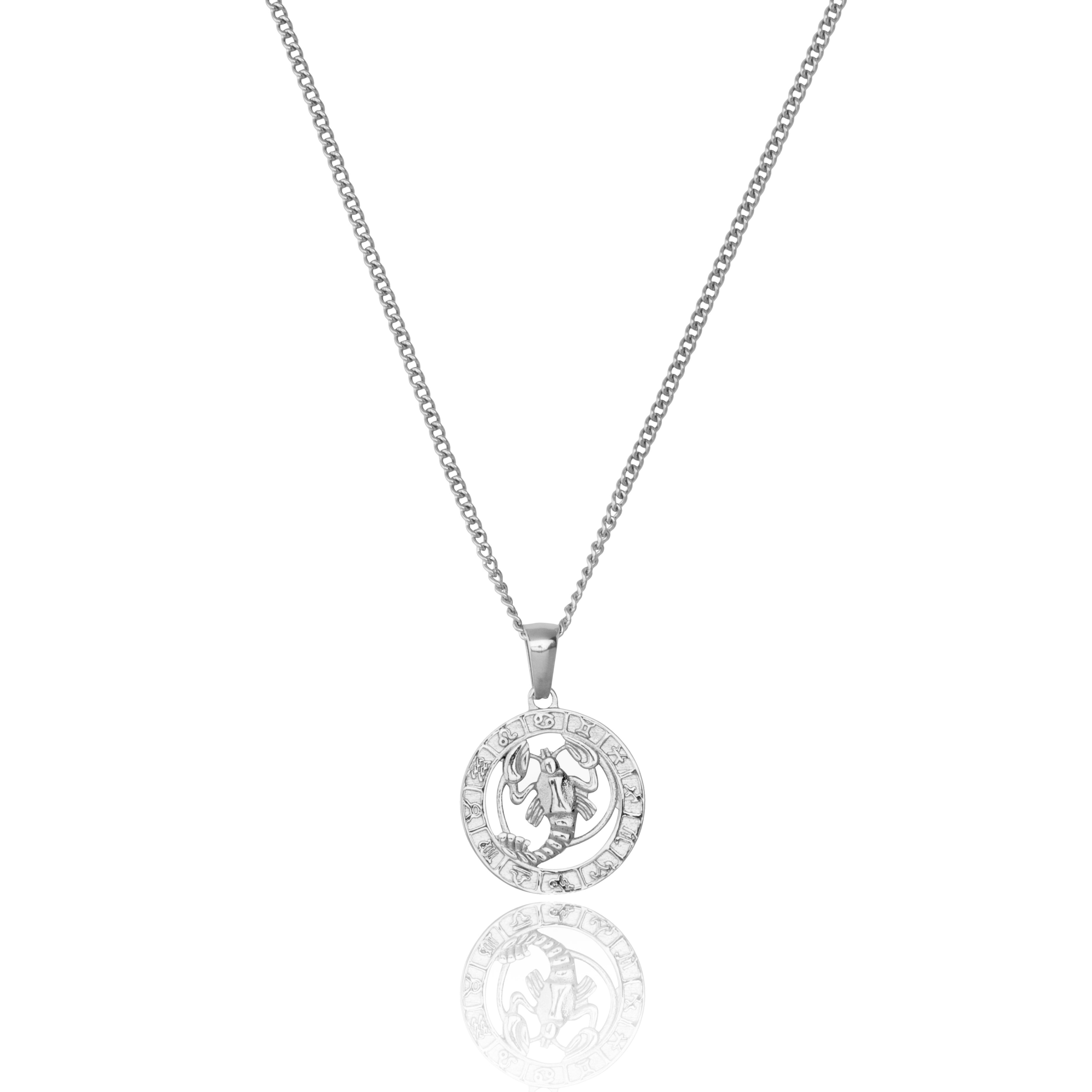 Stainless Steel Cancer Zodiac Star Sign Pendant and Chain