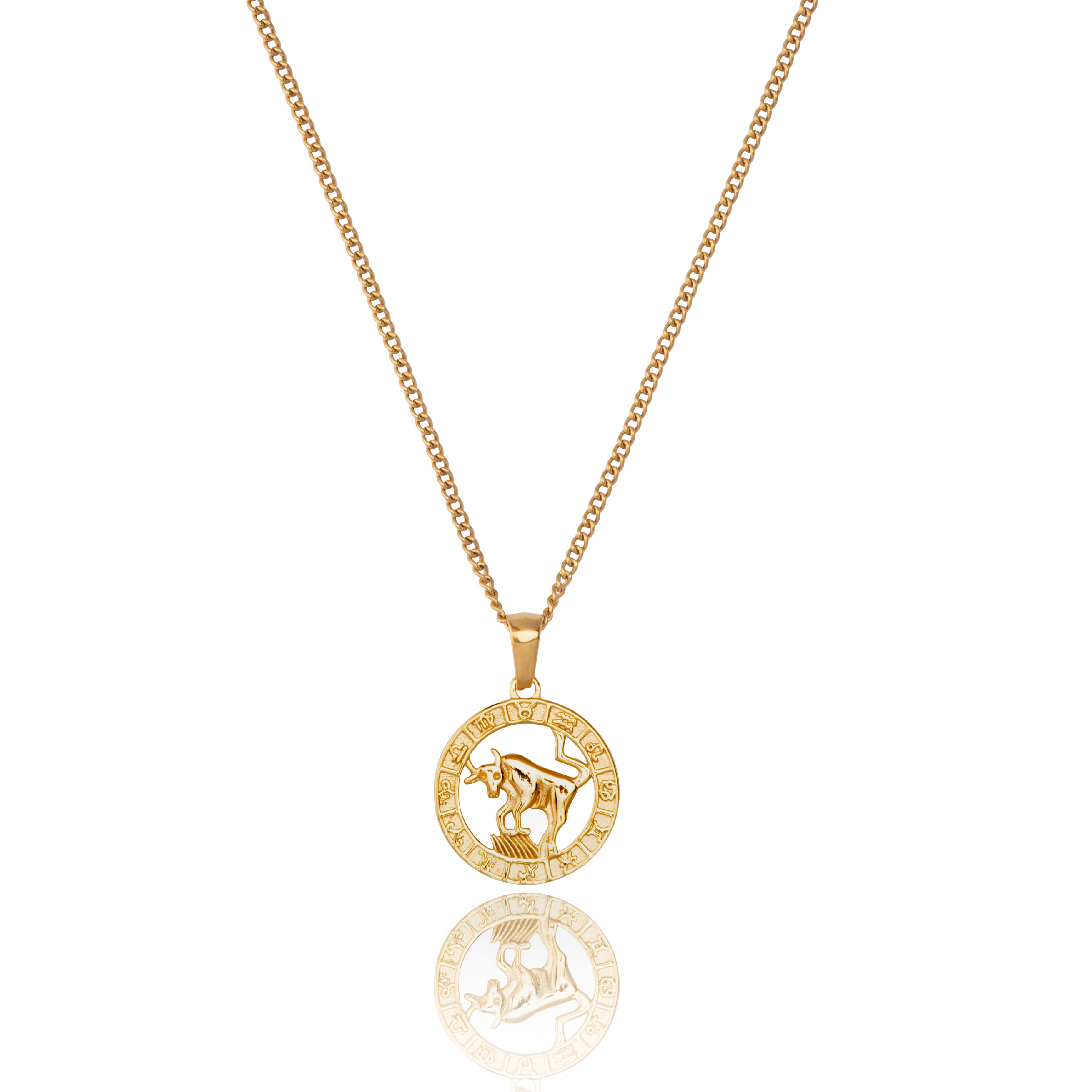 18 K Gold Plated Taurus Zodiac Pendant and Chain