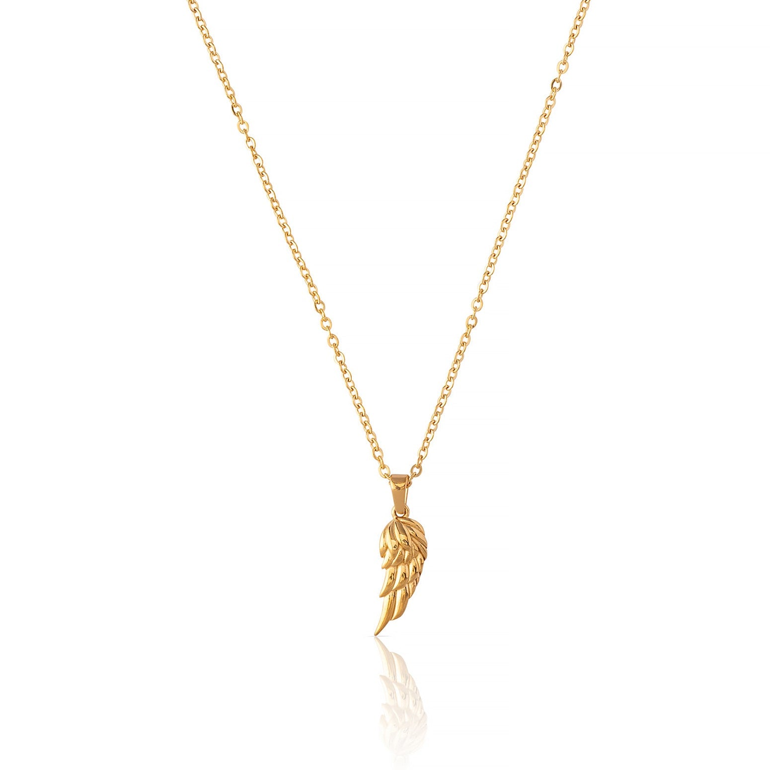 18K Gold Plated Angel Wing Pendant and Chain for Men