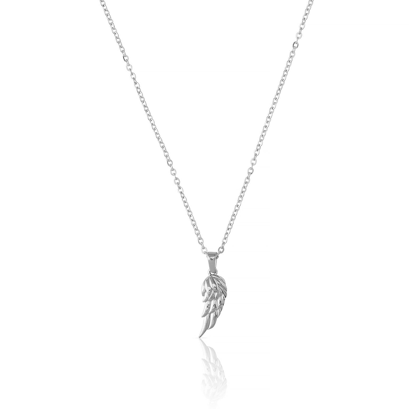 Stainless Steel Angel Wing Pendant and Chain for Men