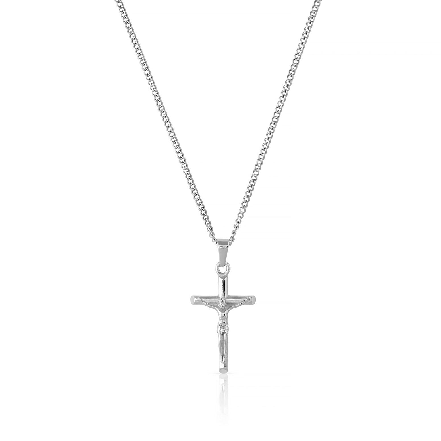 Stainless Steel Crucifix Pendant and Cuban link chain
