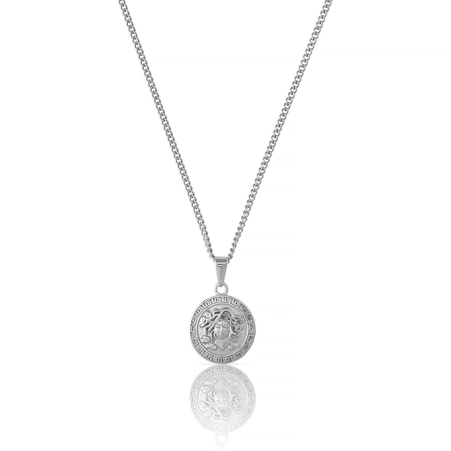 Stainless Steel Medusa Head Pendant and Chain for Men