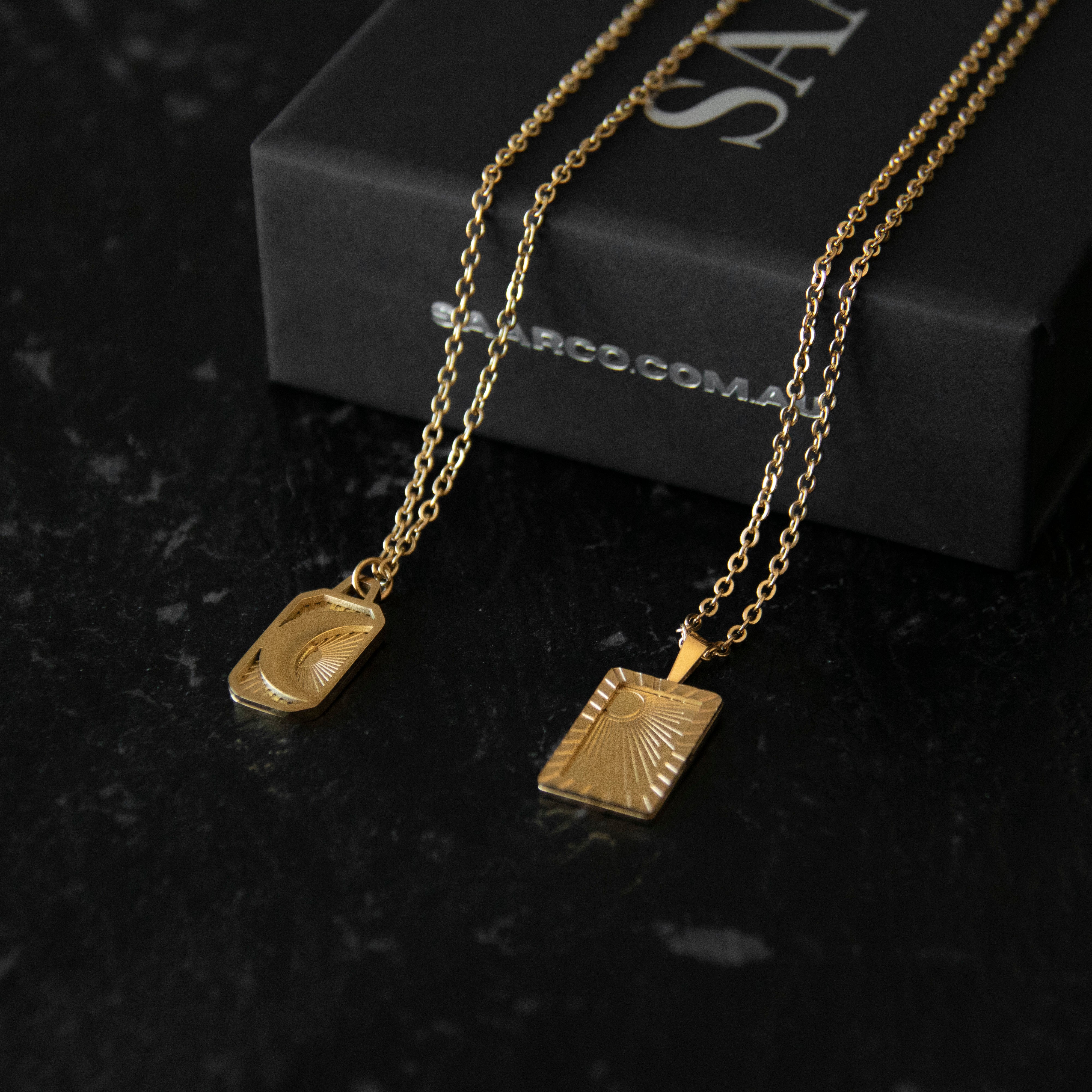 18k Gold plated Sun and Moon Pendant Set
