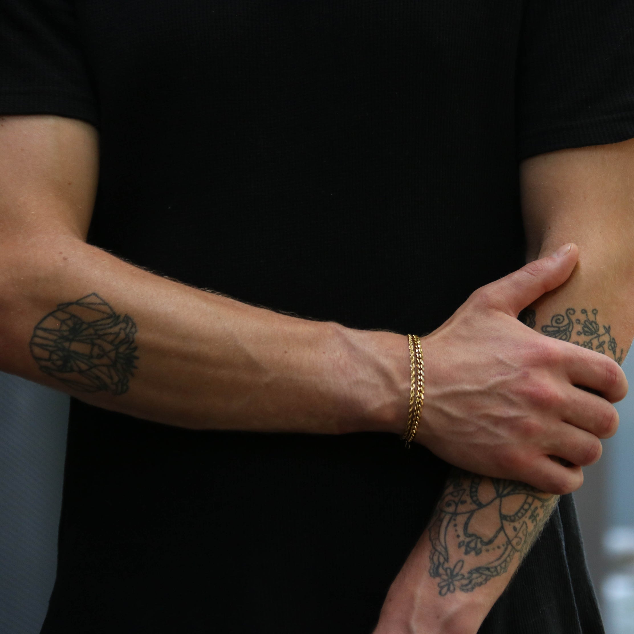 18 K Gold Plated Diamond cut rope chain bracelet and 5mm Cuban chain bracelet.