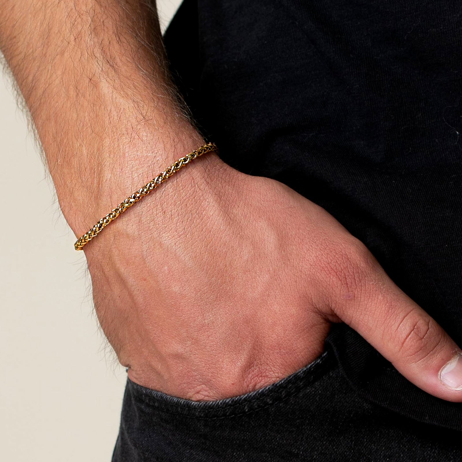18 K Gold Plated Wheat Link Bracelet