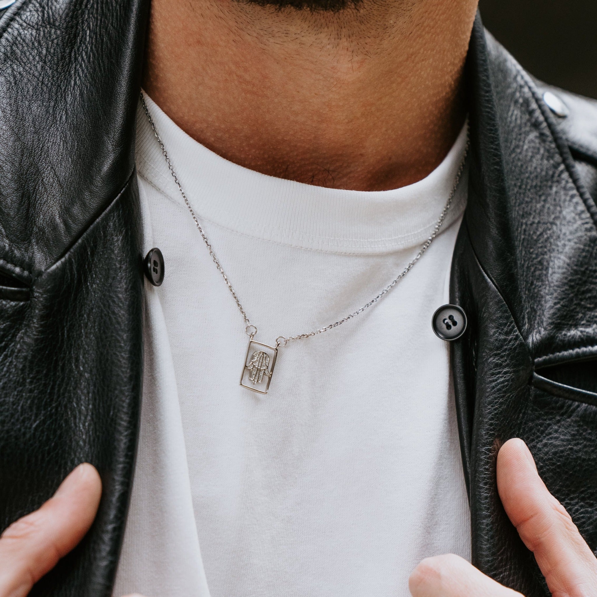 Stainless Steel Hamsa Pendant Necklace