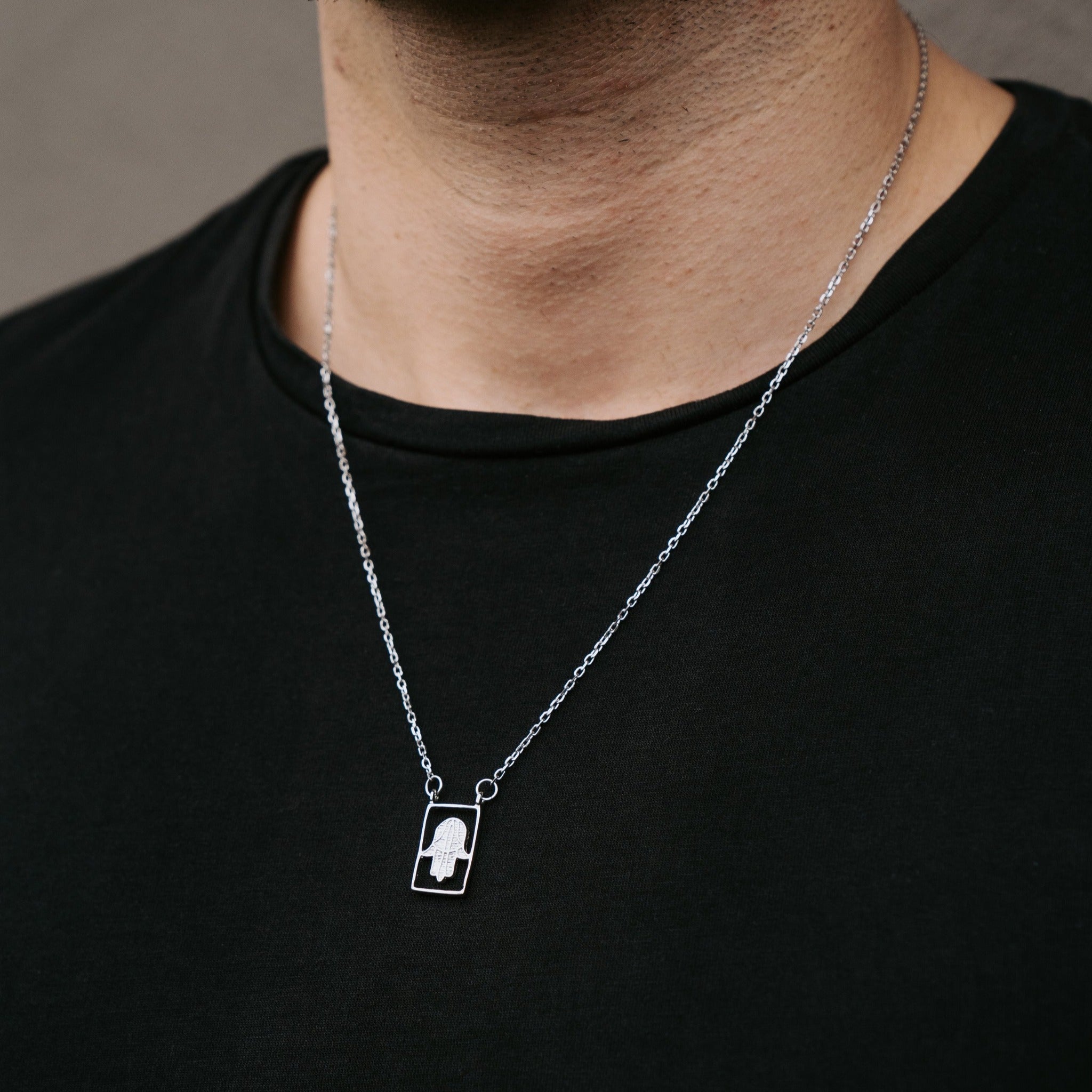 Stainless Steel Hamsa Pendant Necklace