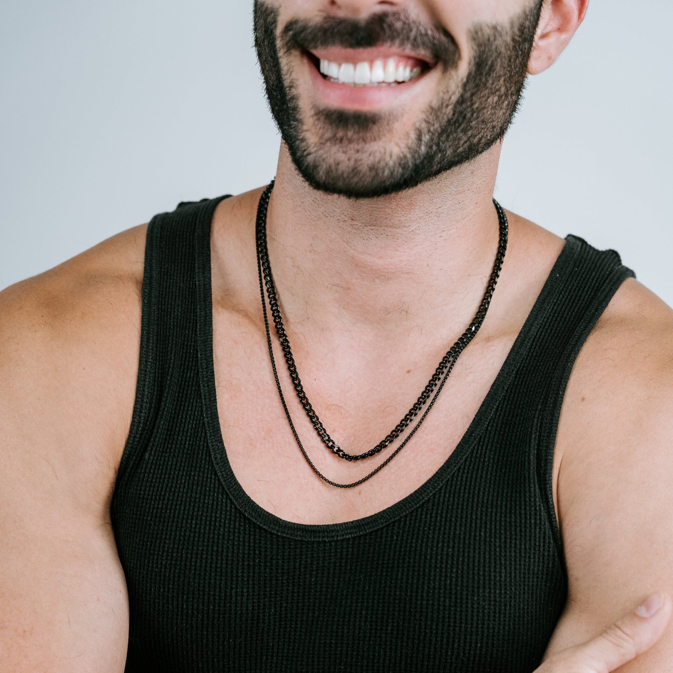 Black Stainless Steel Cuban chain and Box chain set