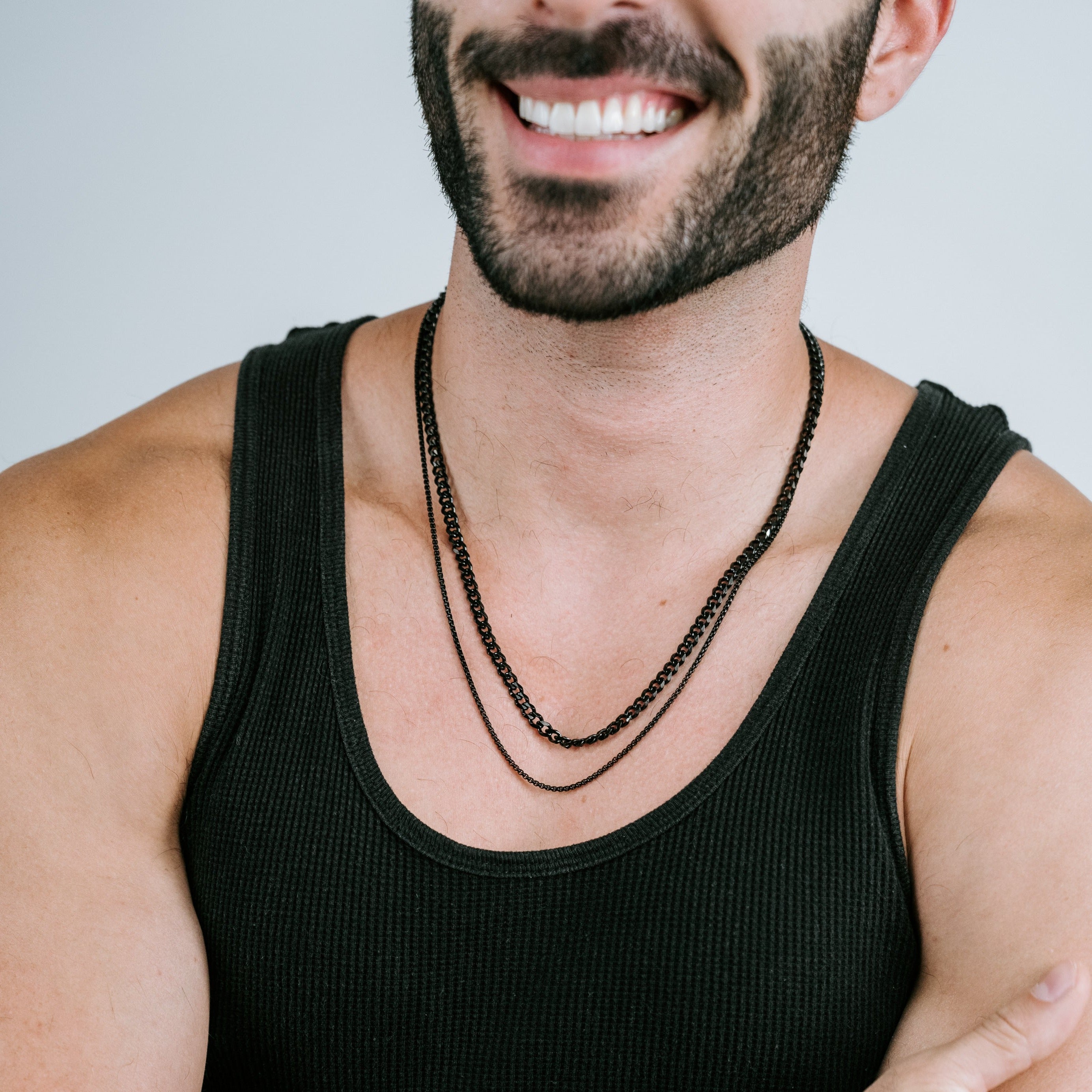 Black Stainless Steel Cuban chain and Box chain set