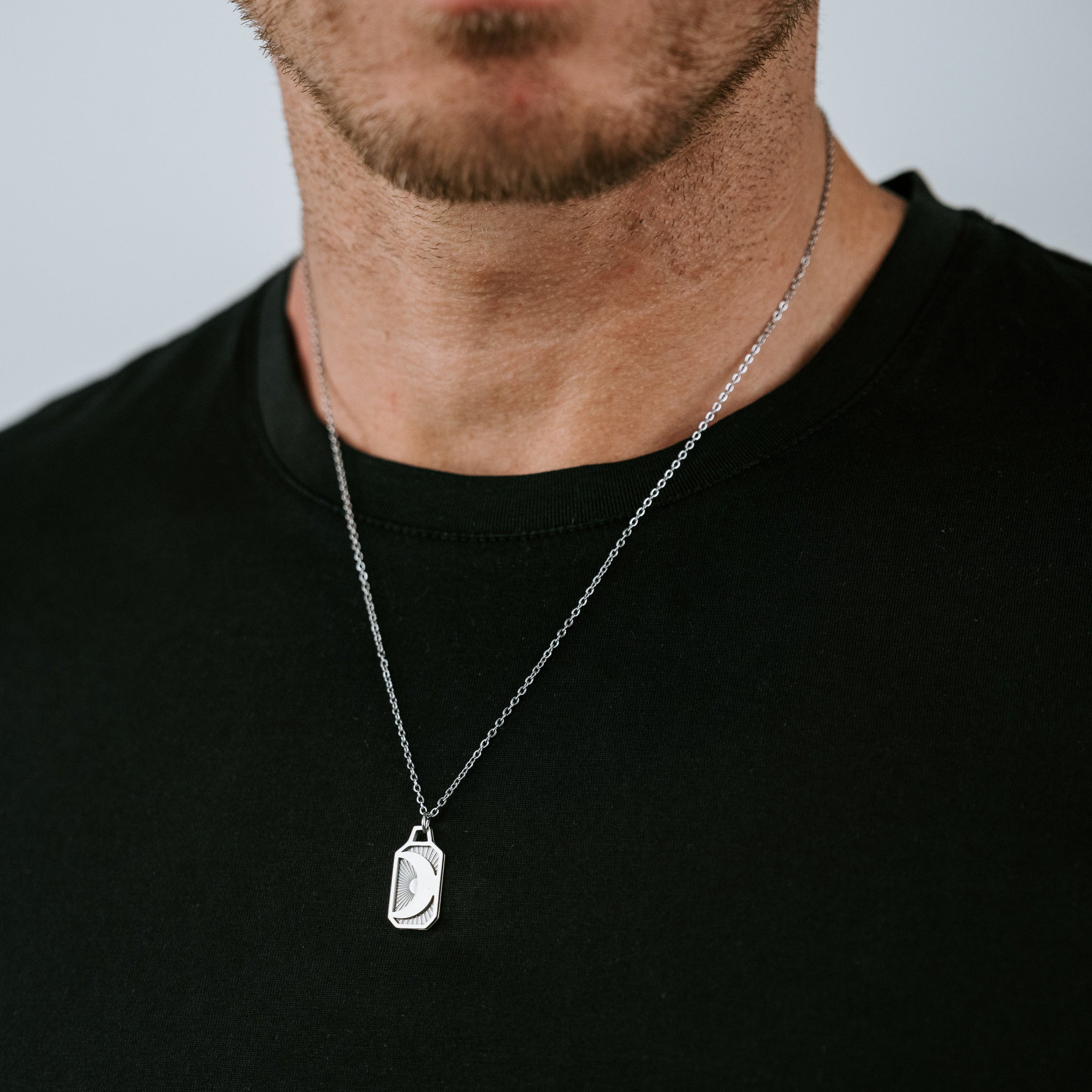 Stainless Steel Crescent Moon Pendant and Chain