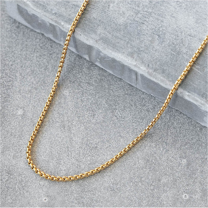 saar co 18k gold 18K Gold Plated Box Link Chain for Men
