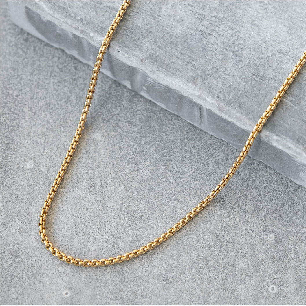 saar co 18k gold 18K Gold Plated Box Link Chain for Men