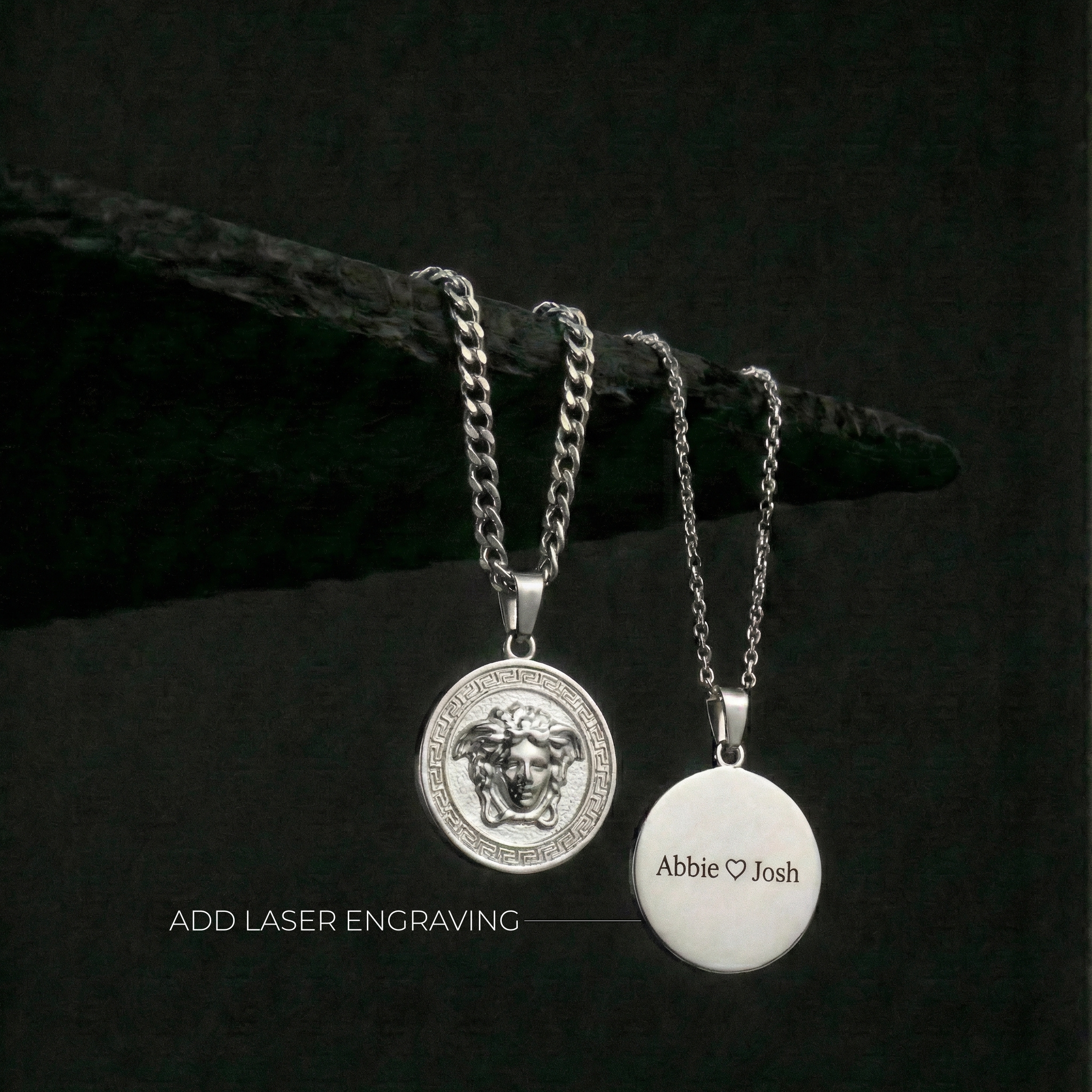 Stainless Steel Medusa Head Pendant and chain For Men