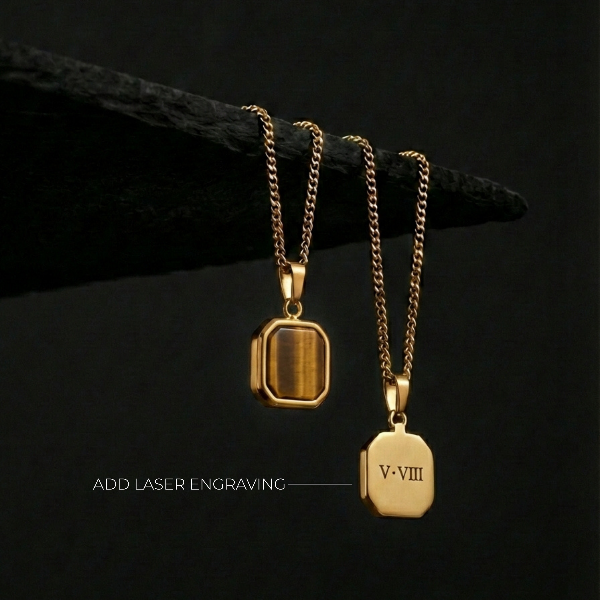 Men's Tiger's Eye Stone Pendant Necklace