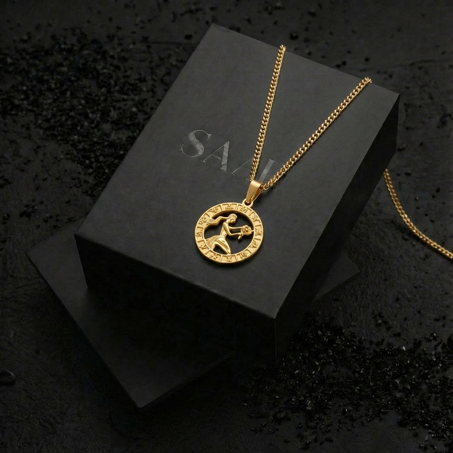 18 K Gold Plated Virgo Zodiac Pendant and Chain