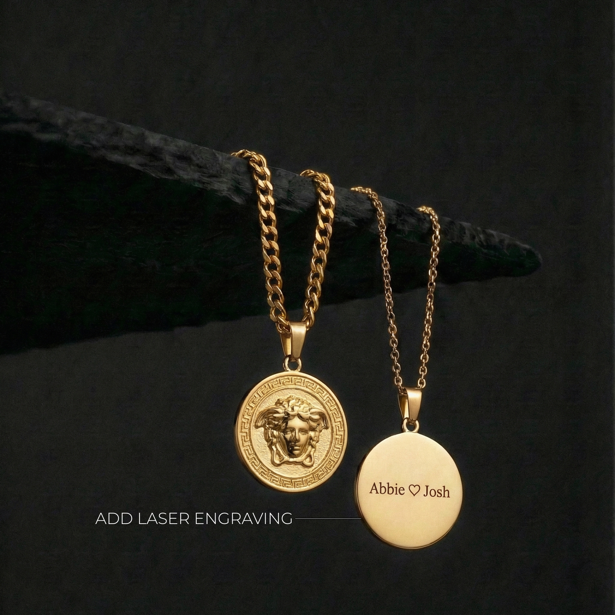 18K Gold Plated Medusa Head Pendant and chain