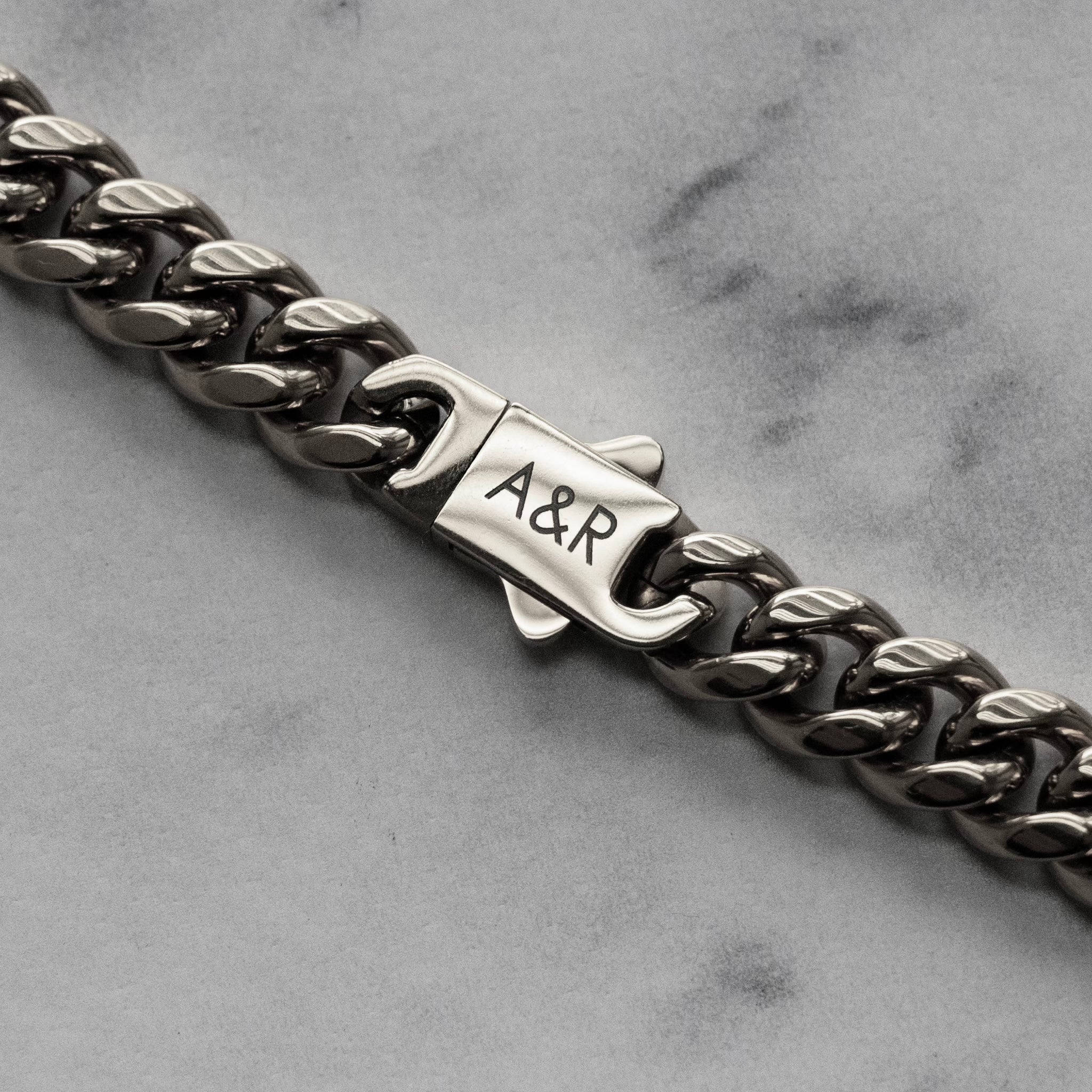 Stainless Steel Men's Cuban link Bracelet and Chain set engraved