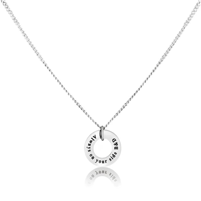 Stainless Steel Circular engraved pendant and chain