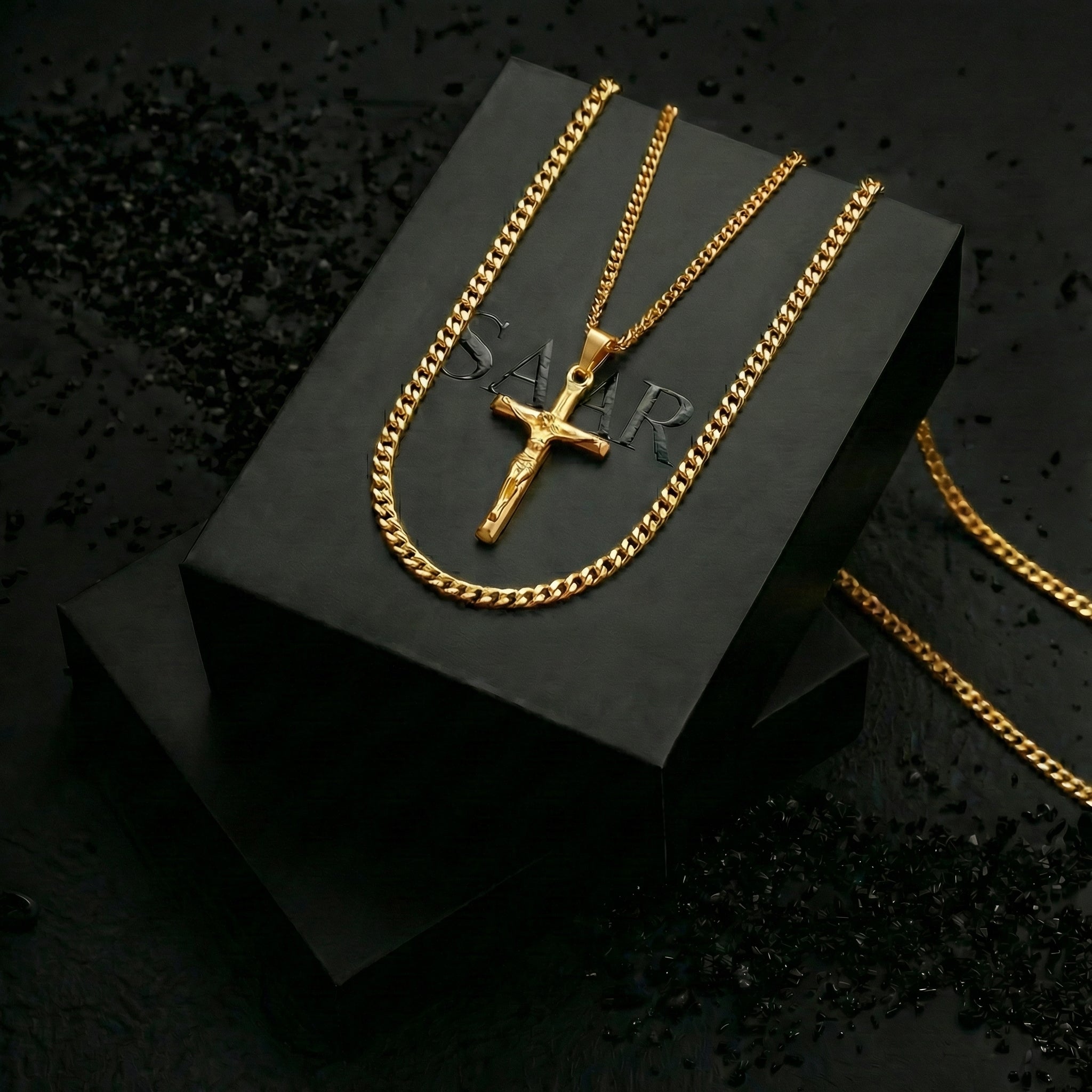 Aaron 18k Crucifix pendant Layered Necklaces Set