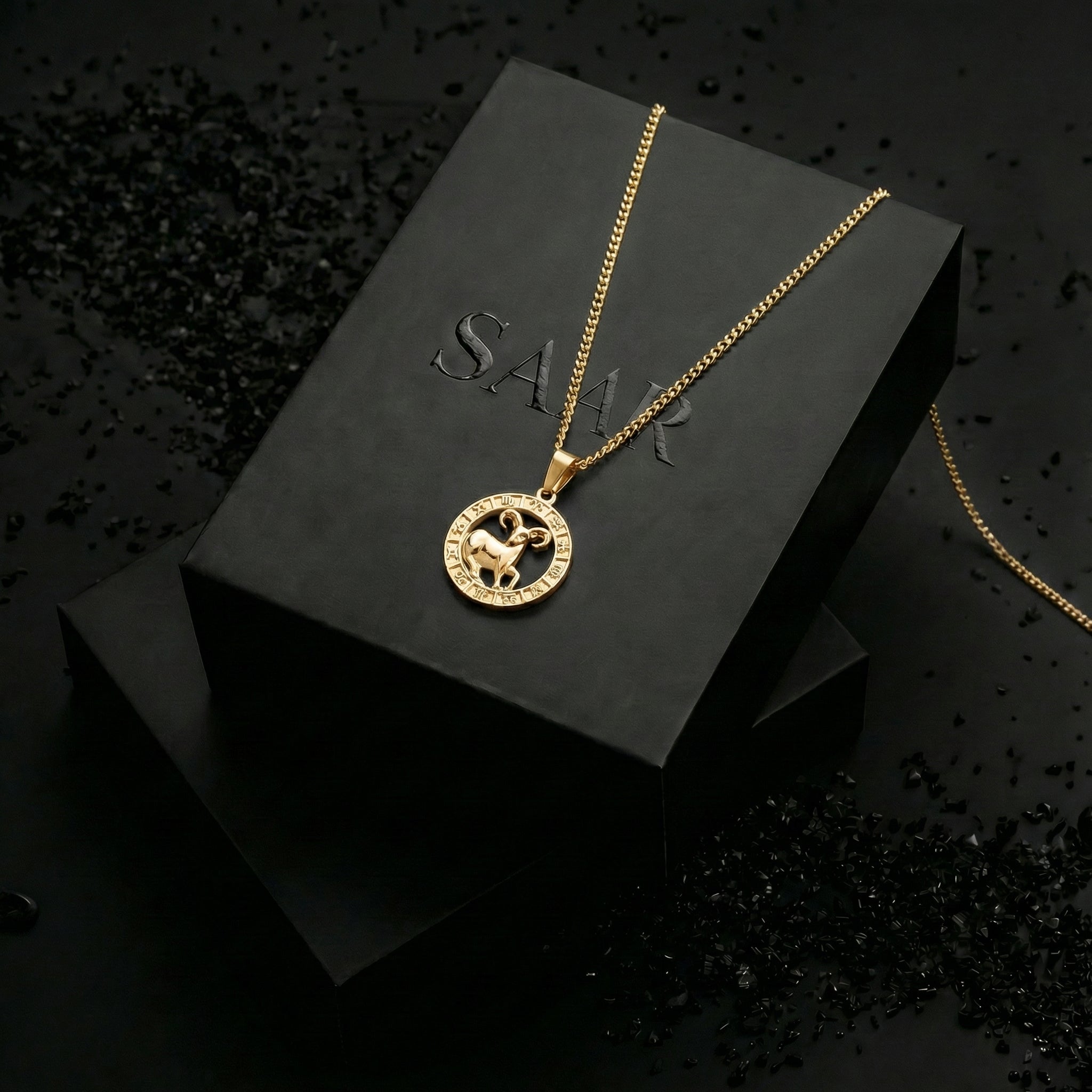 18K Gold Plated Aries Zodiac Pendant and Chain.