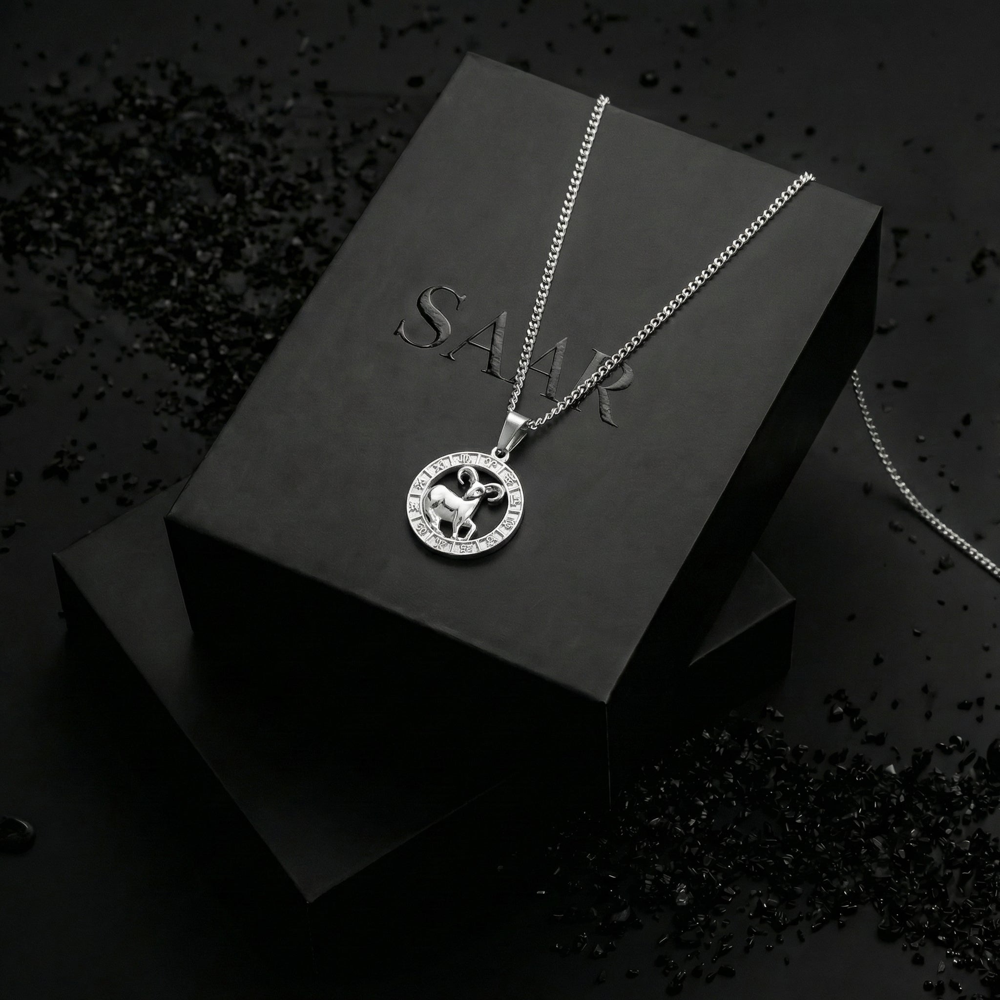Stainless Steel Aries Zodiac Pendant and Chain.