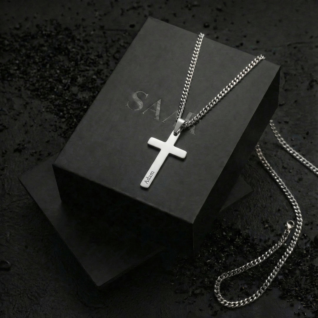 Arthur Stainless Steel Cross Engraved Necklace For Men