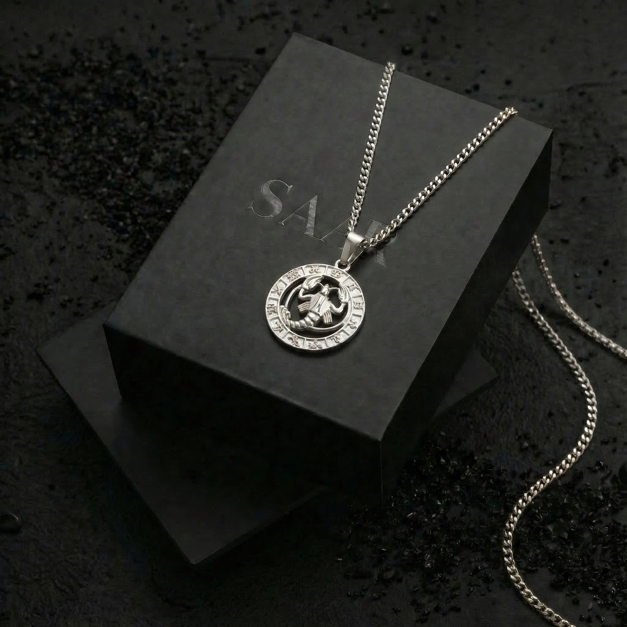 Stainless Steel Cancer Zodiac Star Sign Pendant and Chain
