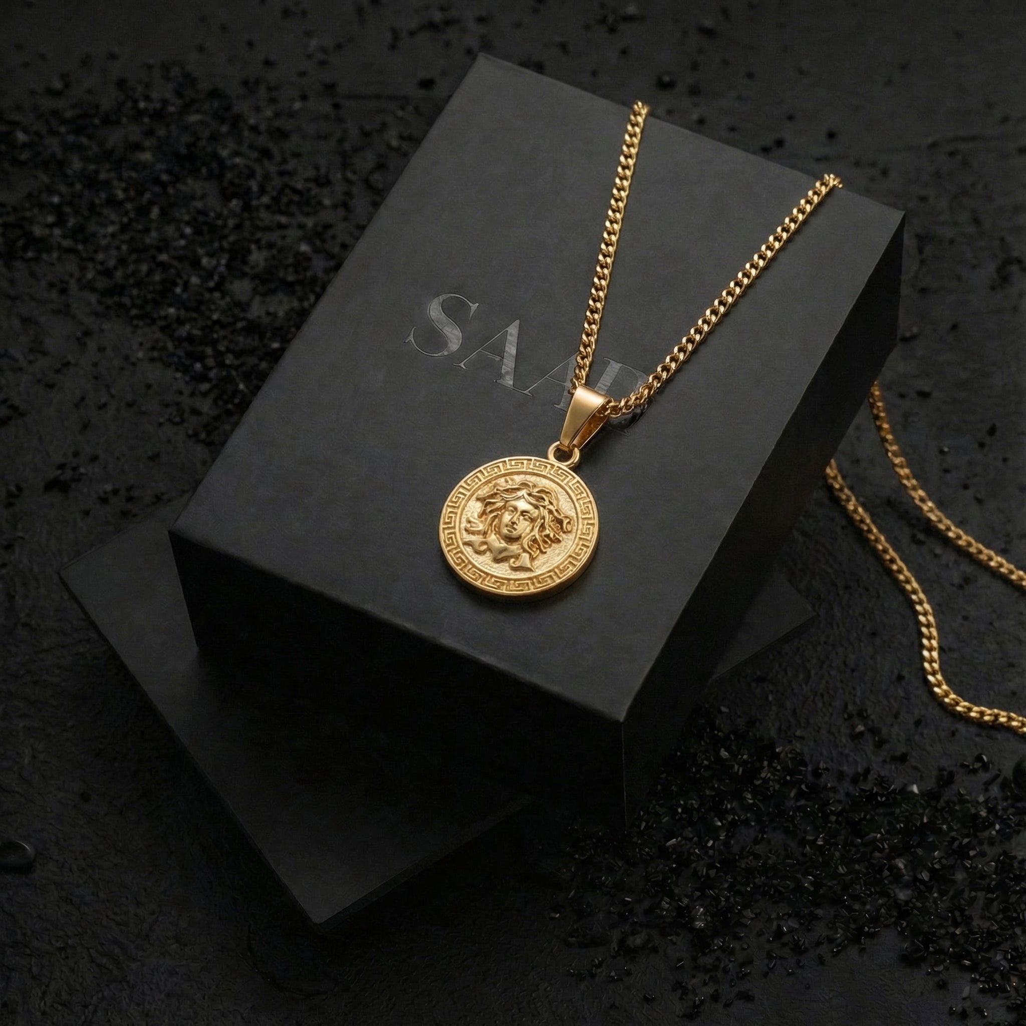 18K Gold Plated Medusa Head Pendant and chain