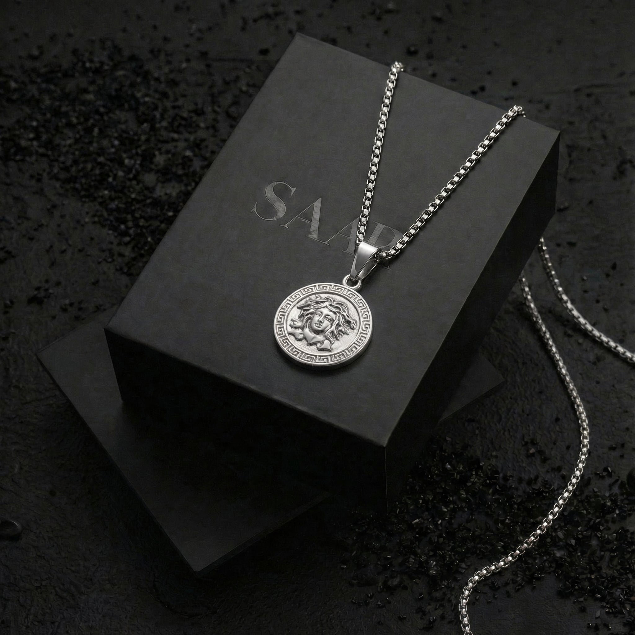 Stainless Steel Medusa Head Pendant and chain For Men