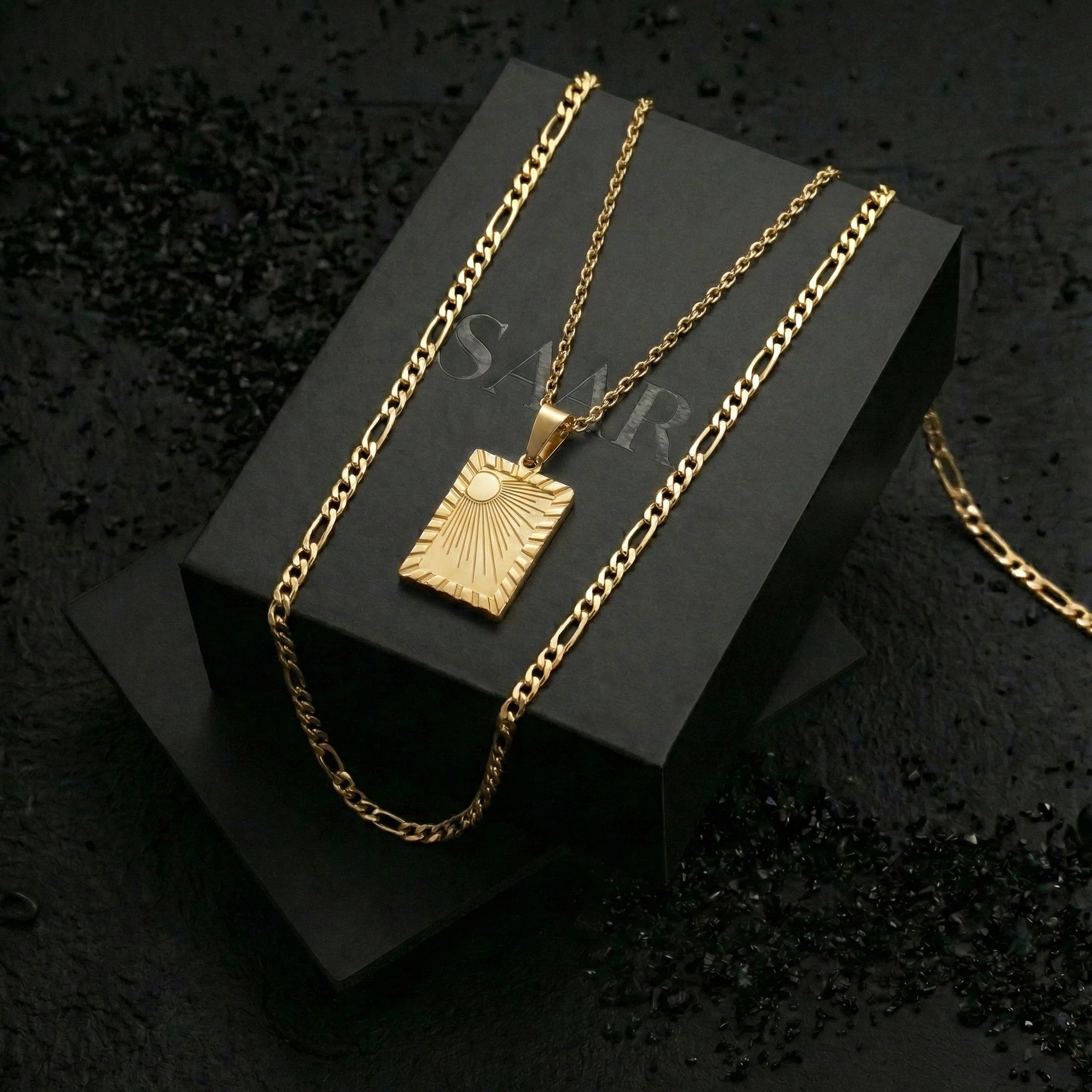 David stainless steel Sun pendant Layered Necklaces Set