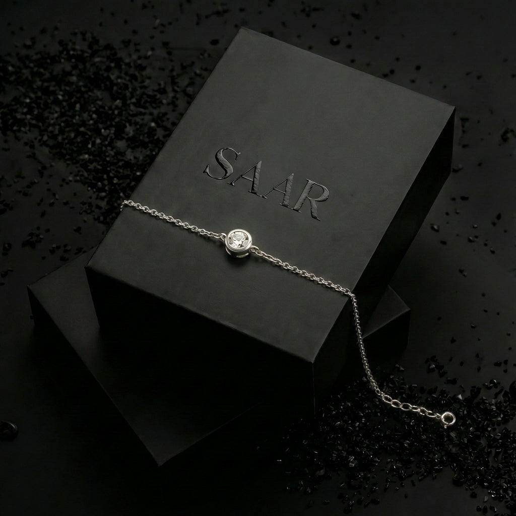 925 Sterling Silver Bracelet with 5mm diamond - Women's Bracelets - Saar Co