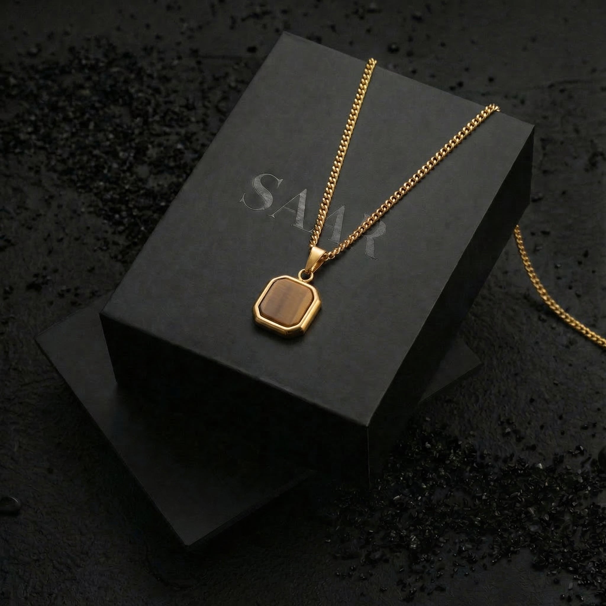 John - Men's Natural Tiger Eye Stone Pendant Necklace | SAAR CO