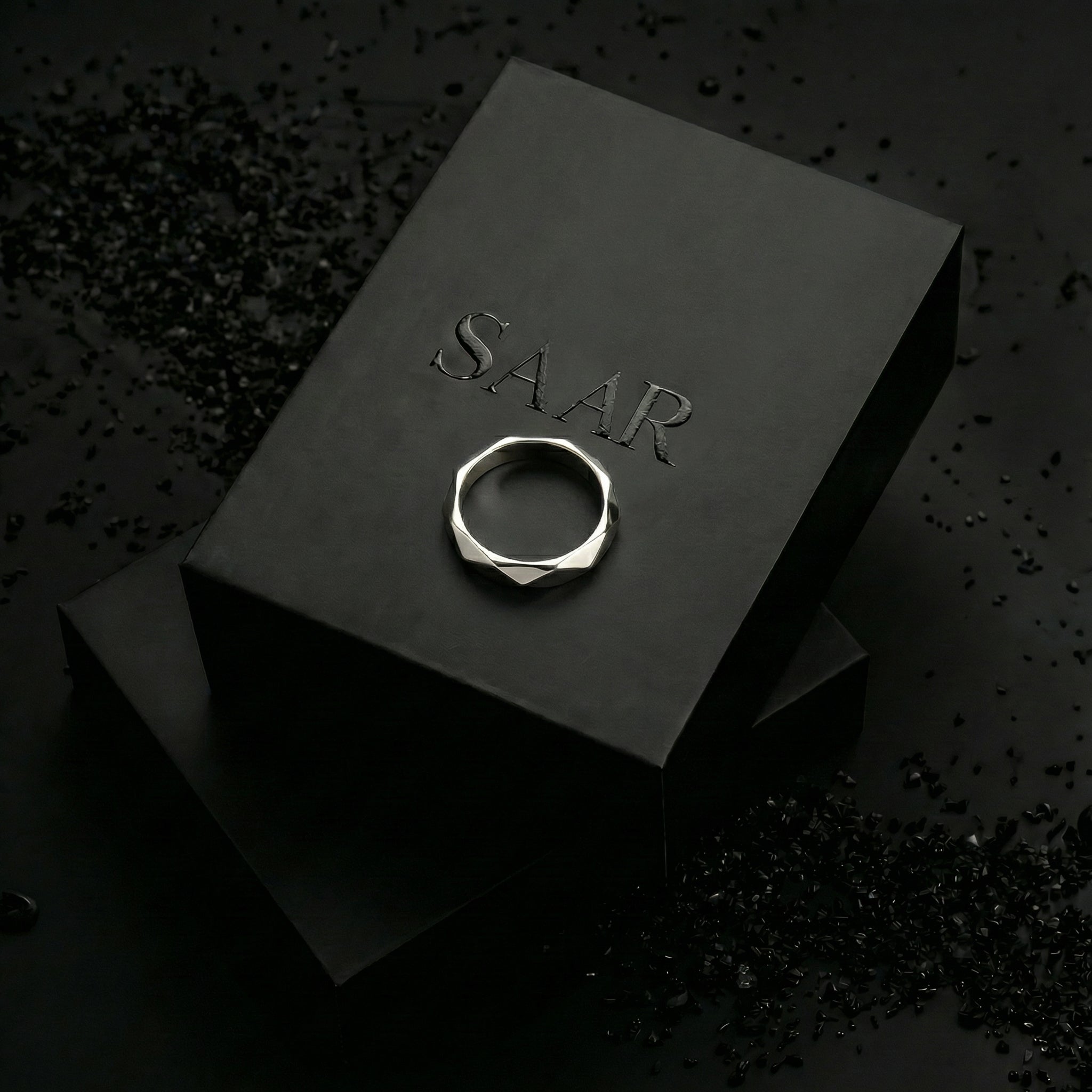 Saar geometric stainless steel ring for men.
