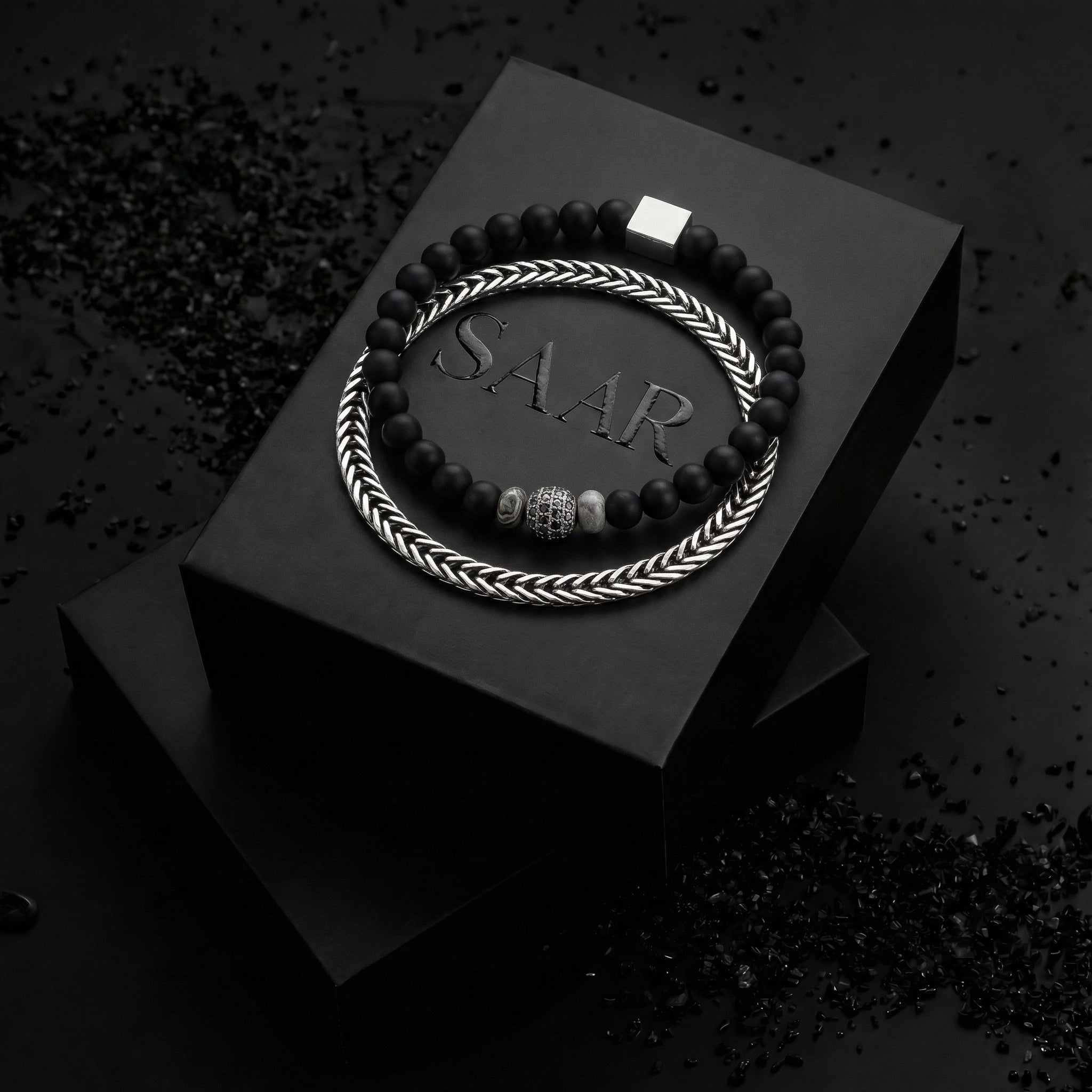 Paulo Stainless Steel and Gemstone Bracelet Set  | SAAR CO