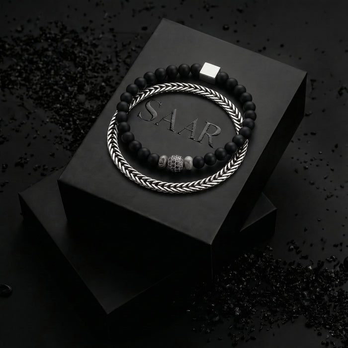 Paulo Stainless Steel and Gemstone Bracelet Set  | SAAR CO