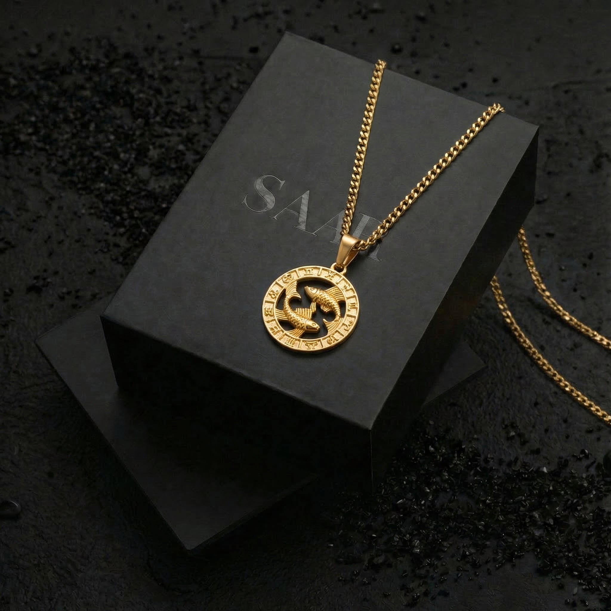 18 K Gold Plated Pisces Zodiac Pendant and chain
