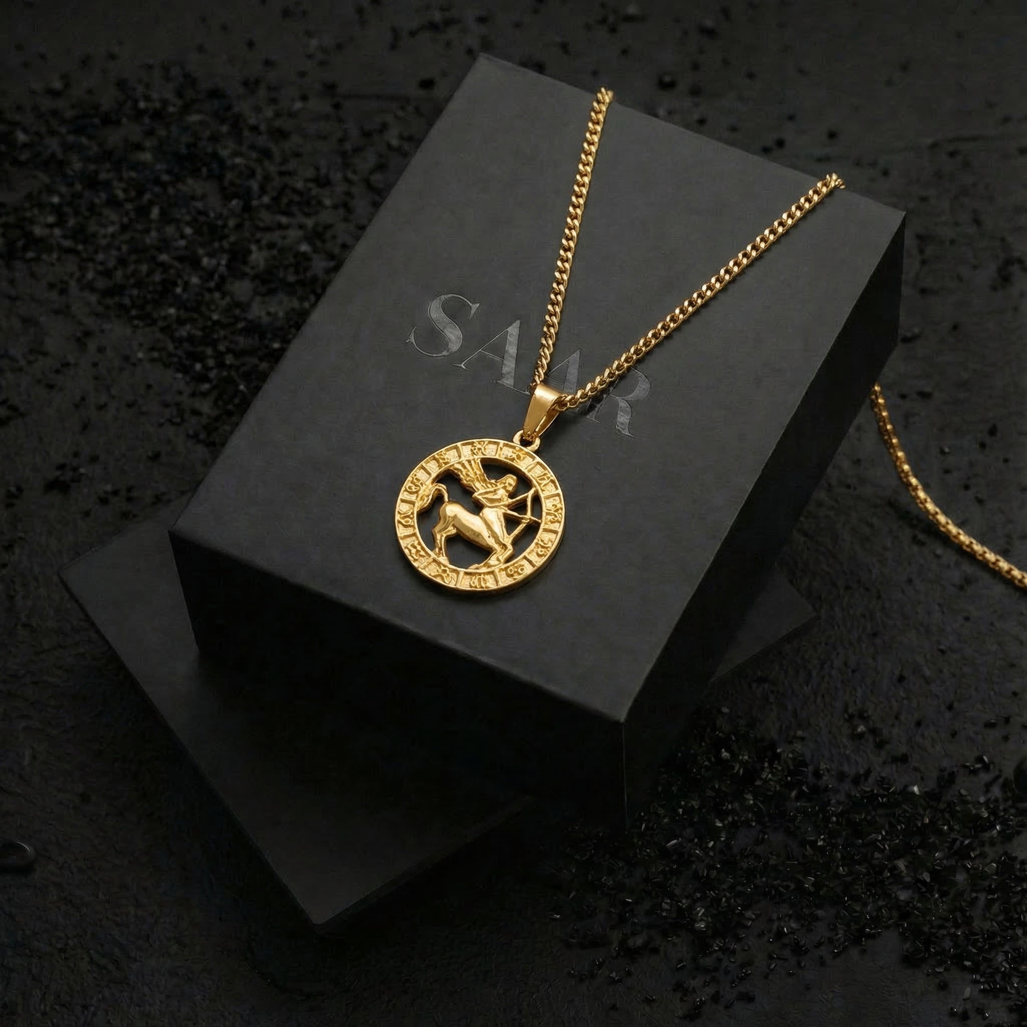 18 K Gold Plated Sagittarius Zodiac Pendant and Chain