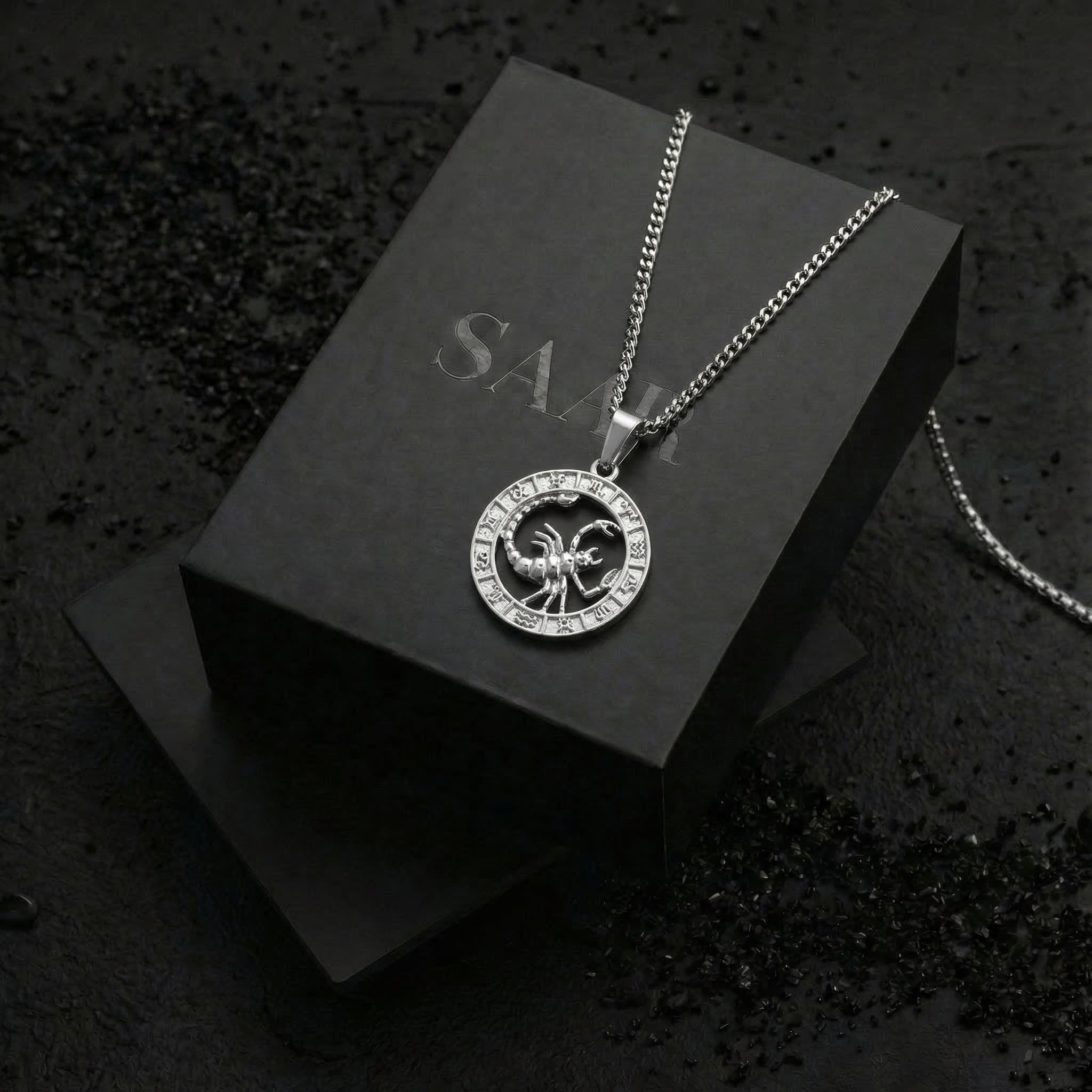 Stainless Steel Scorpio Zodiac pendant and chain