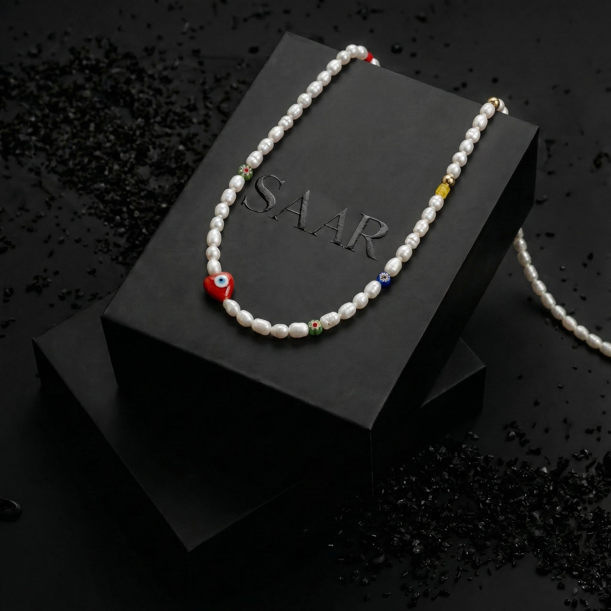 Fresh water Rice Pearl and Emoji Beaded Necklace