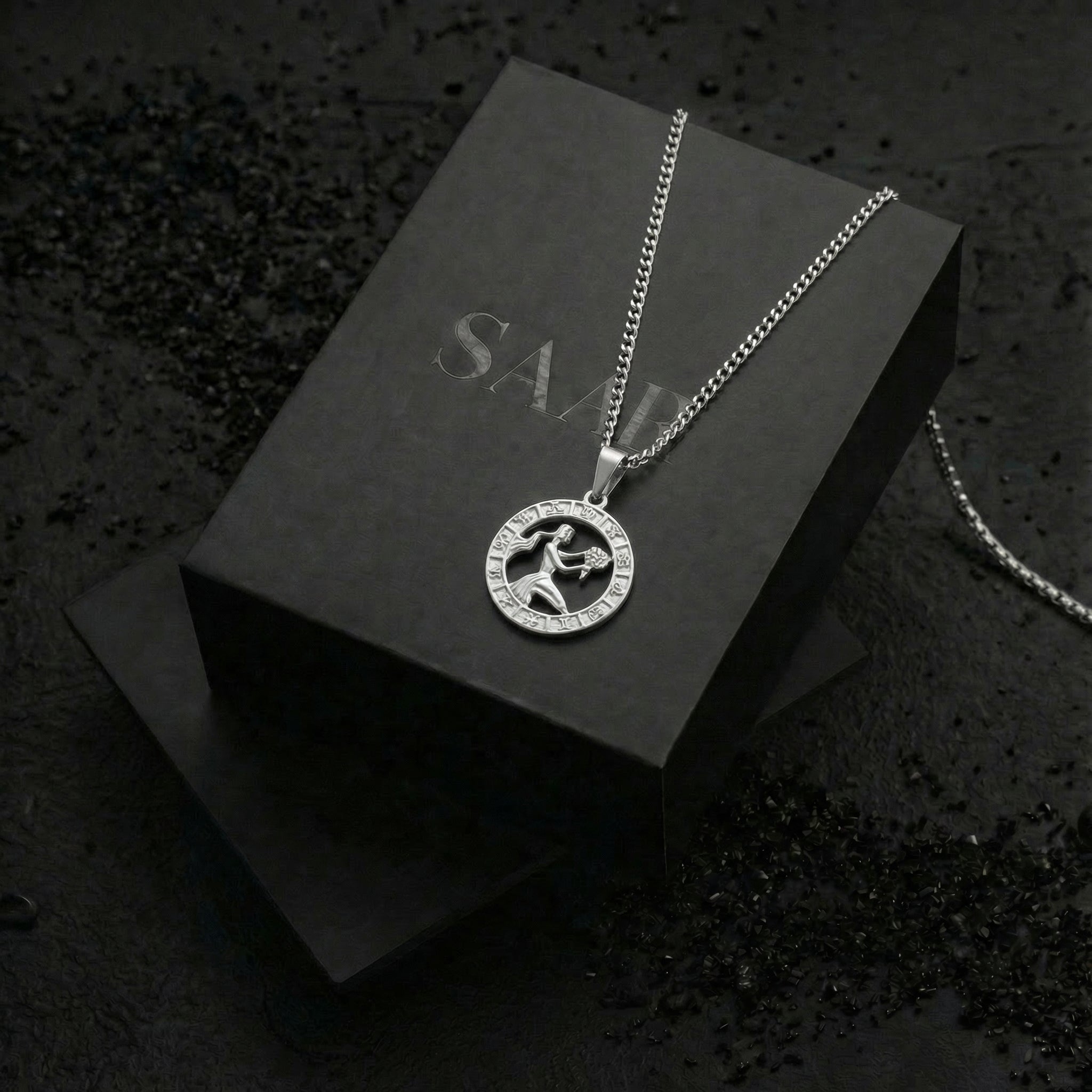 Stainless Steel Virgo Zodiac Pendant and Chain