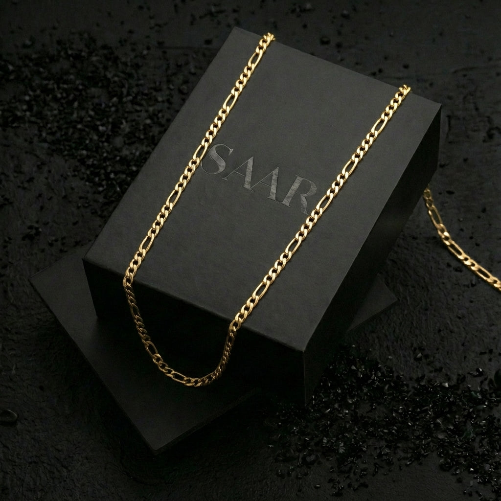 18K Gold Plated Figaro Chain for men